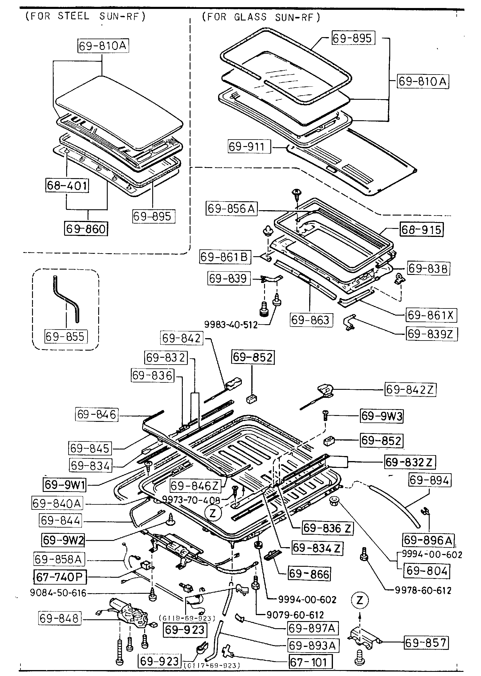 Diagram SUNROOF (LX,GT) for your 2010 Mazda Mazda3 2.0L MT SEDAN I 