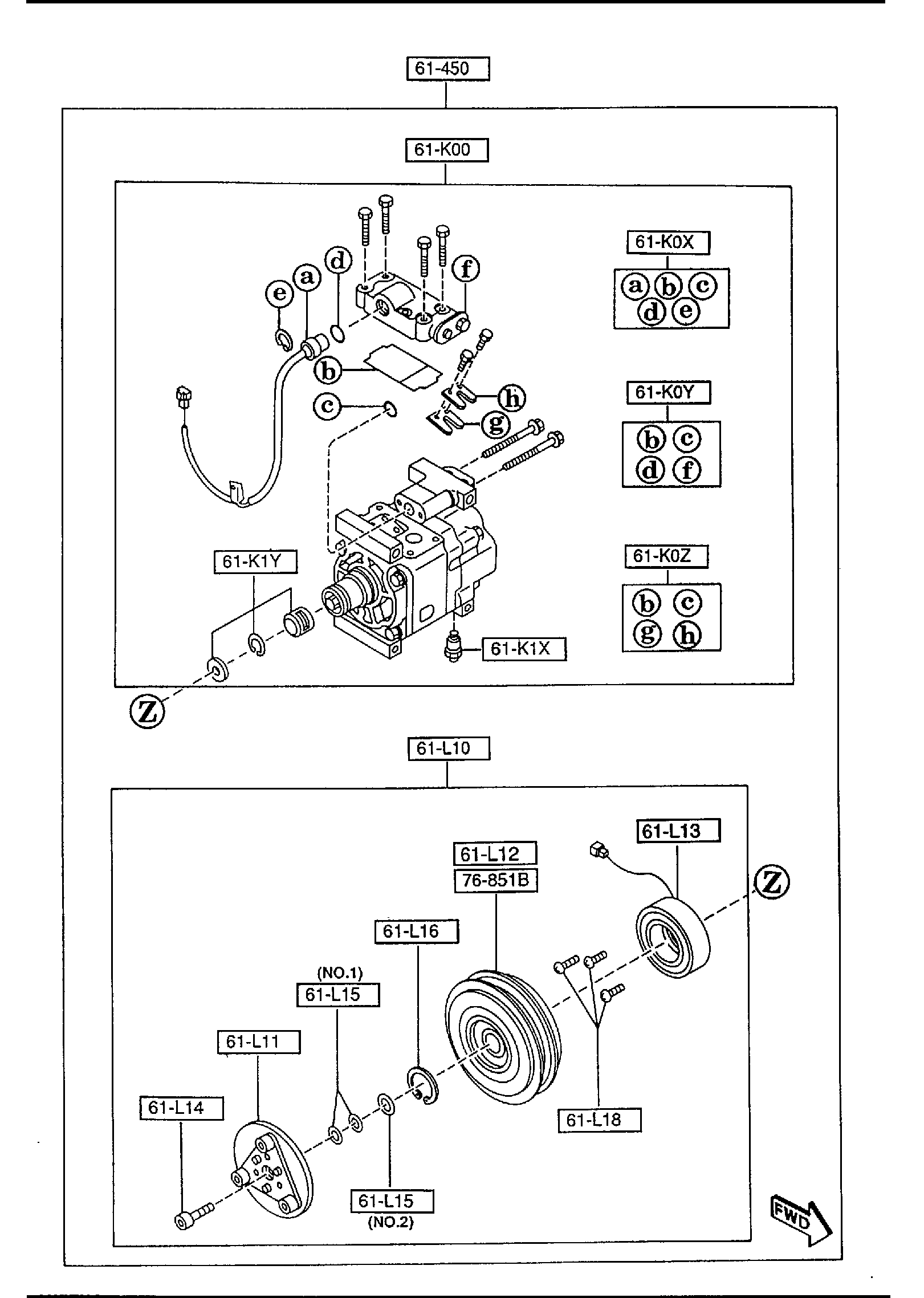 Diagram AIR CONDITIONING COMPRESSOR COMPONENTS for your 1998 Mazda MPV   