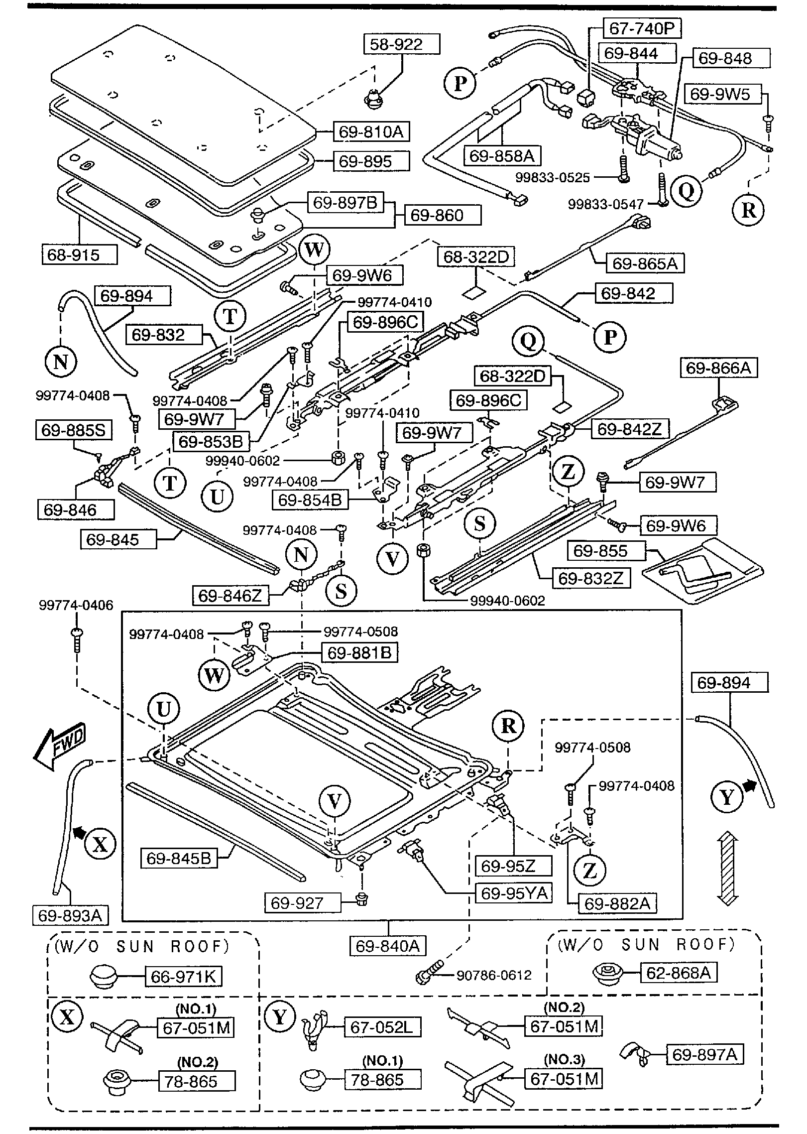 Diagram SUNROOF for your 2001 Mazda Protege  SEDAN MP3 