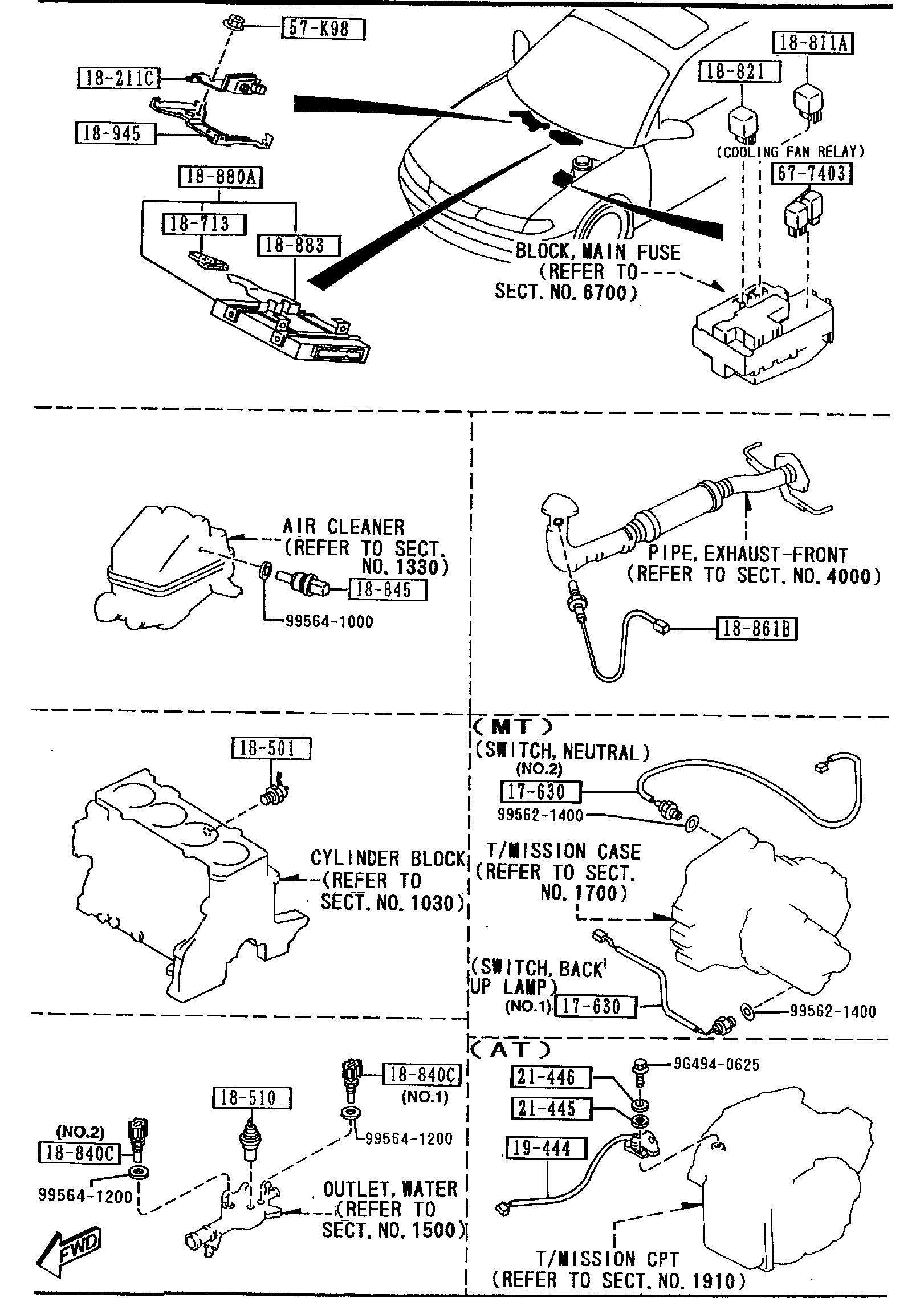 Diagram ENGINE SWITCHES & RELAYS (2000CC) for your 2008 Mazda Mazda3  HATCHBACK BASE 