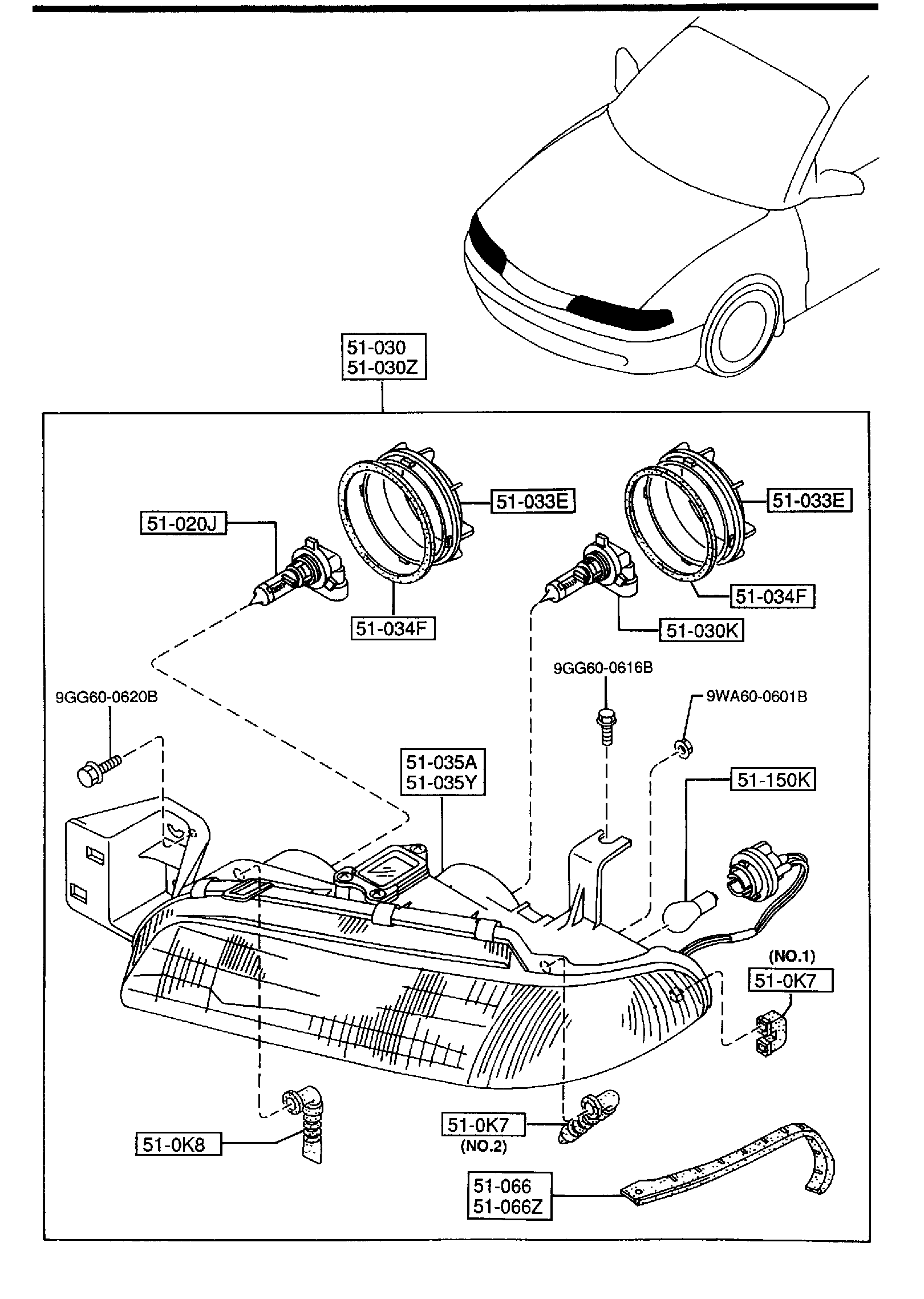 Diagram HEAD LAMPS for your 2002 Mazda Tribute   