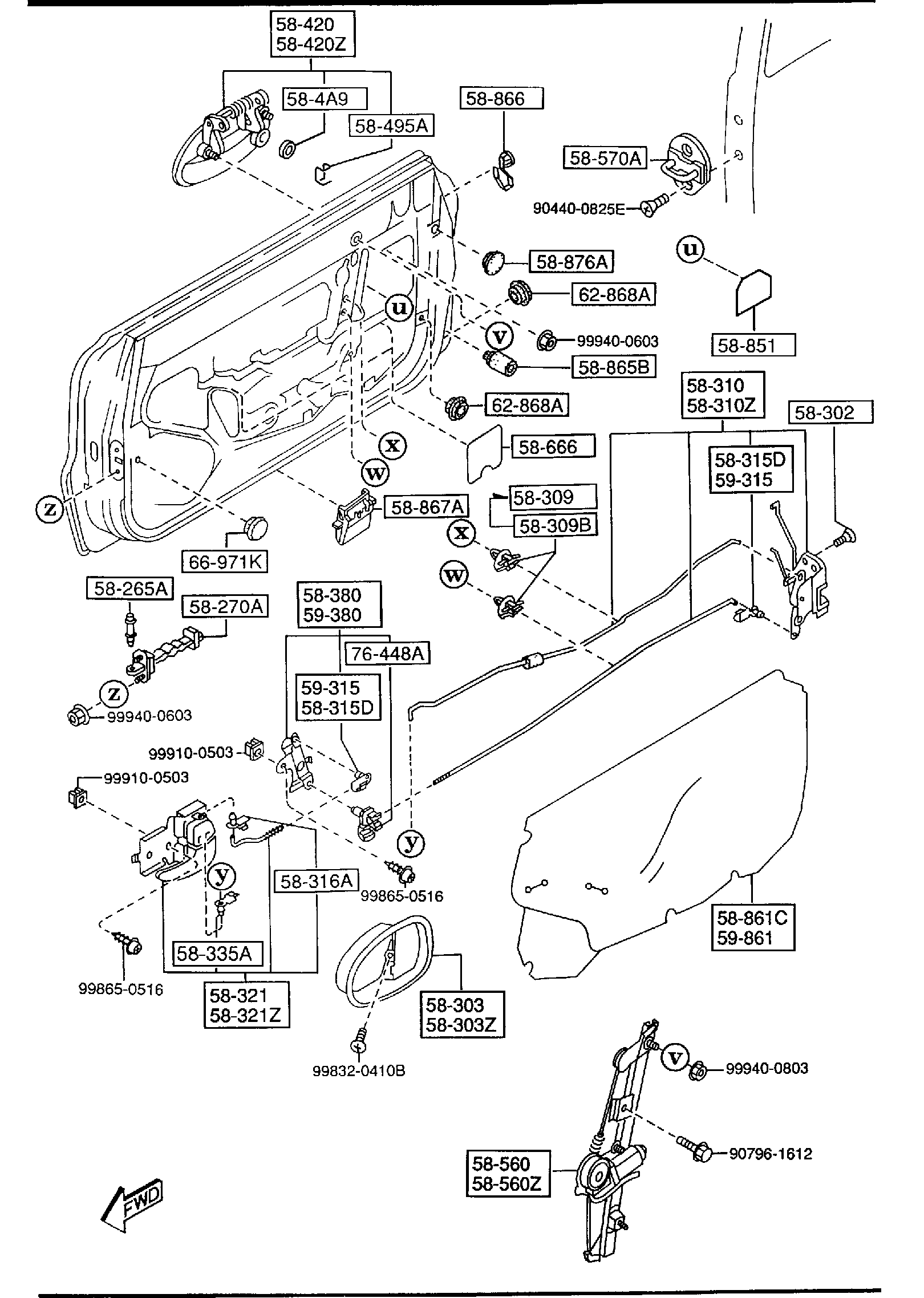 Diagram FRONT DOOR MECHANISMS for your 2007 Mazda Mazda3   
