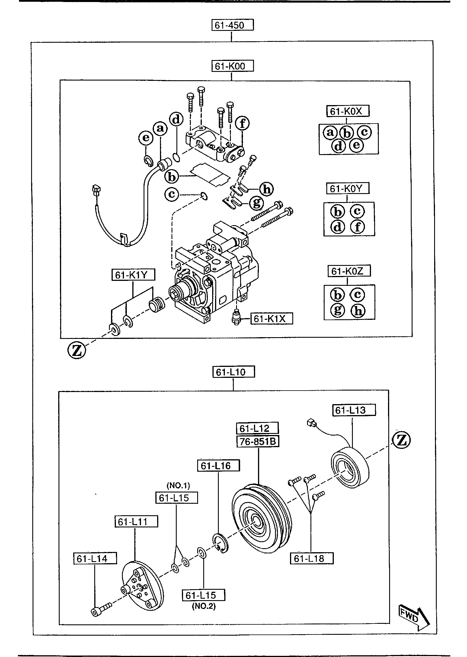 Diagram AIR CONDITIONING COMPRESSOR COMPONENTS for your 1998 Mazda MPV   