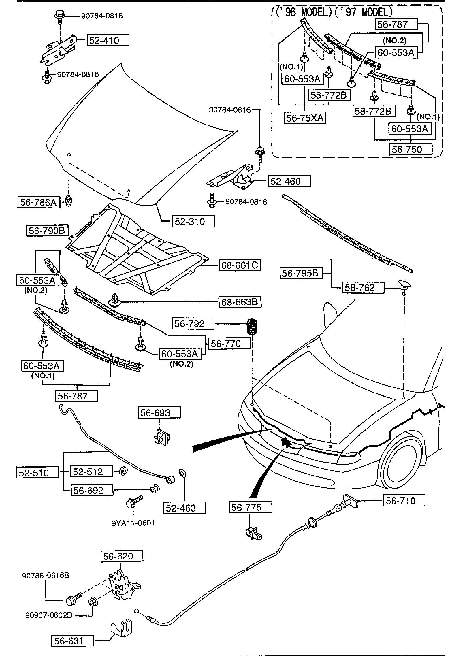 Diagram BONNET for your 2010 Mazda Mazda5   