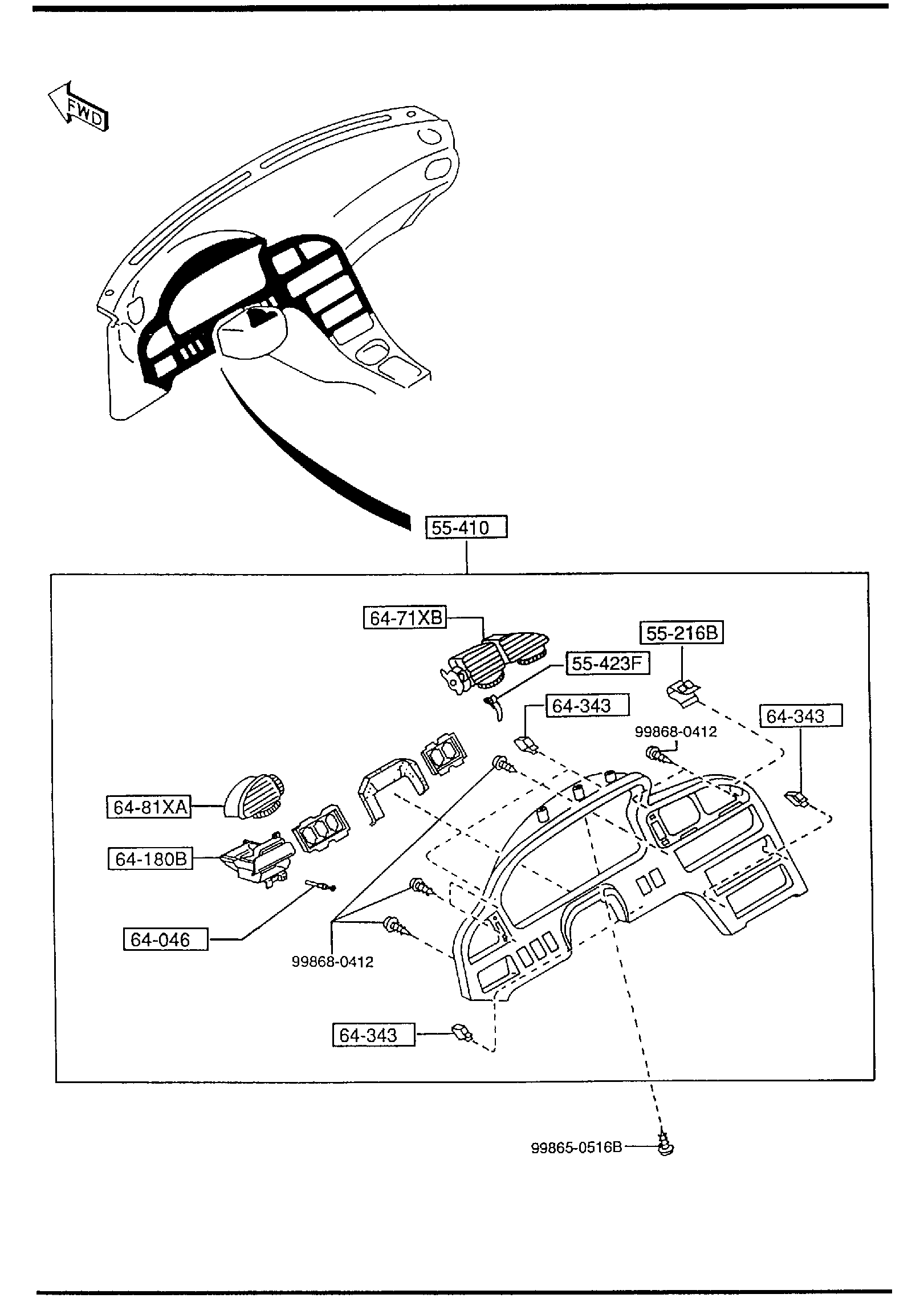 Diagram METER HOOD for your 2005 Mazda RX-8   