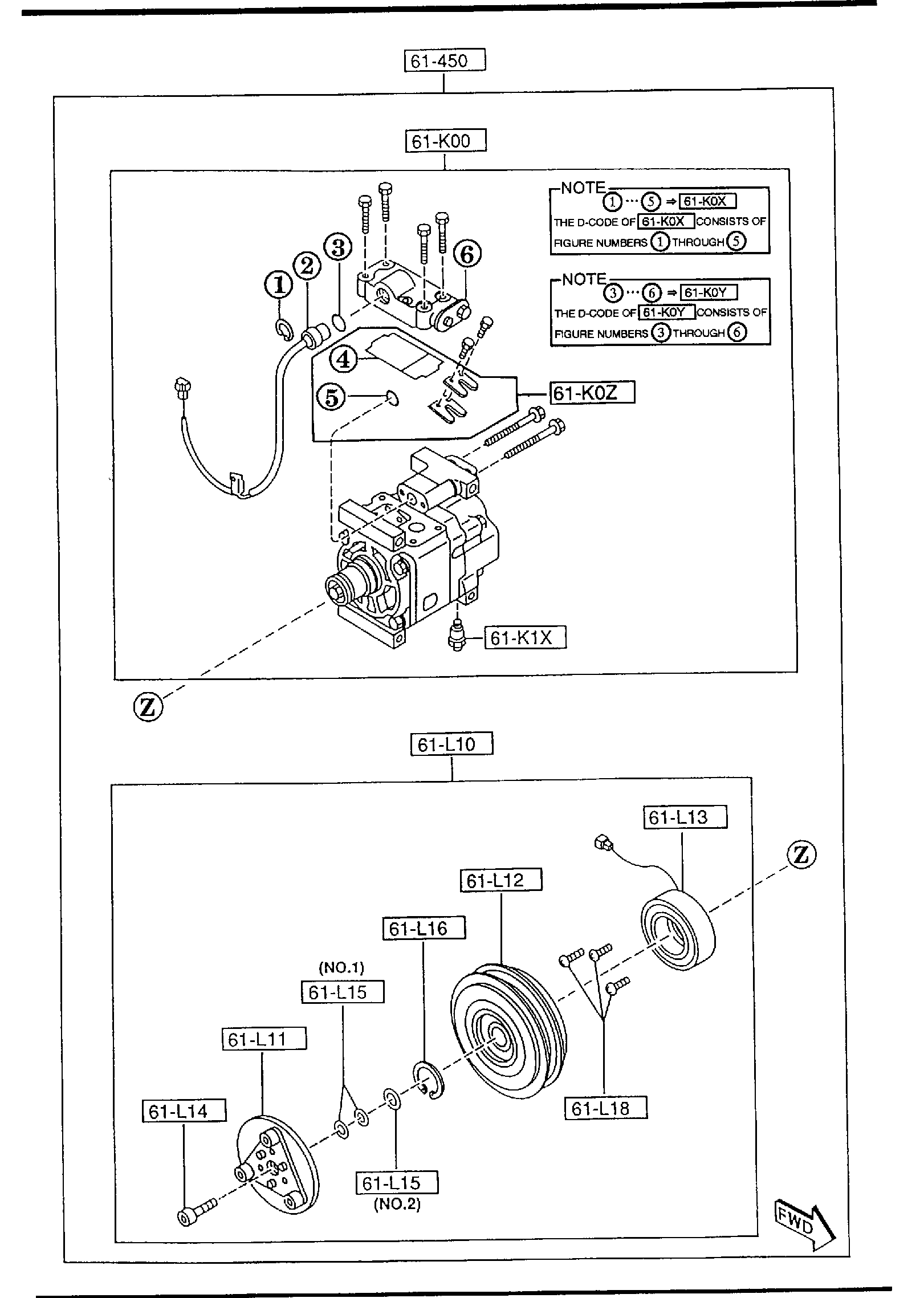 Diagram AIR CONDITIONING COMPRESSOR COMPONENTS for your 1998 Mazda MPV   