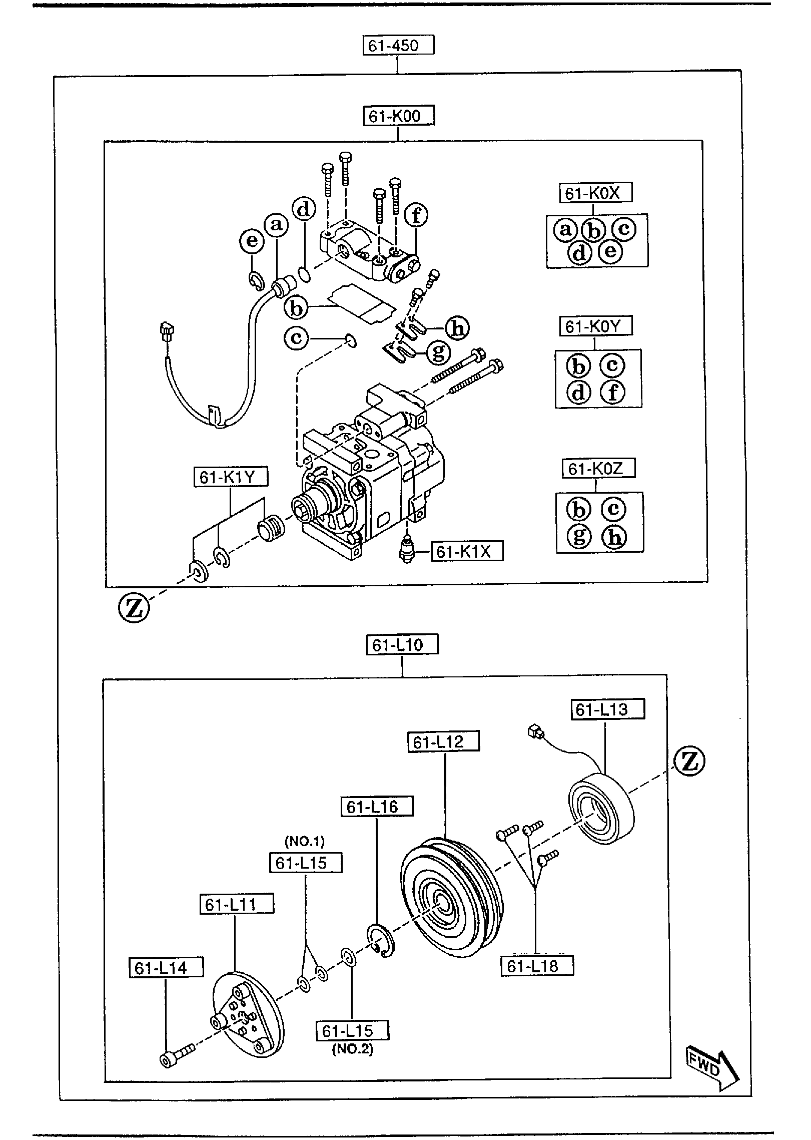 Diagram AIR CONDITIONING COMPRESSOR COMPONENTS for your 1998 Mazda MPV   