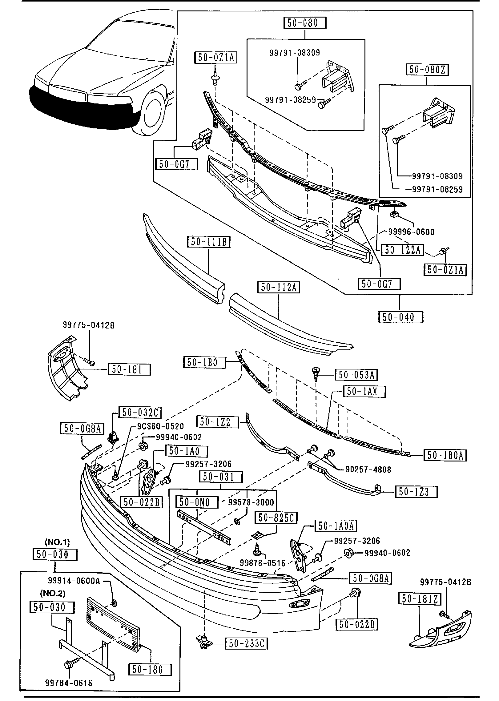 Diagram FRONT BUMPER for your Mazda