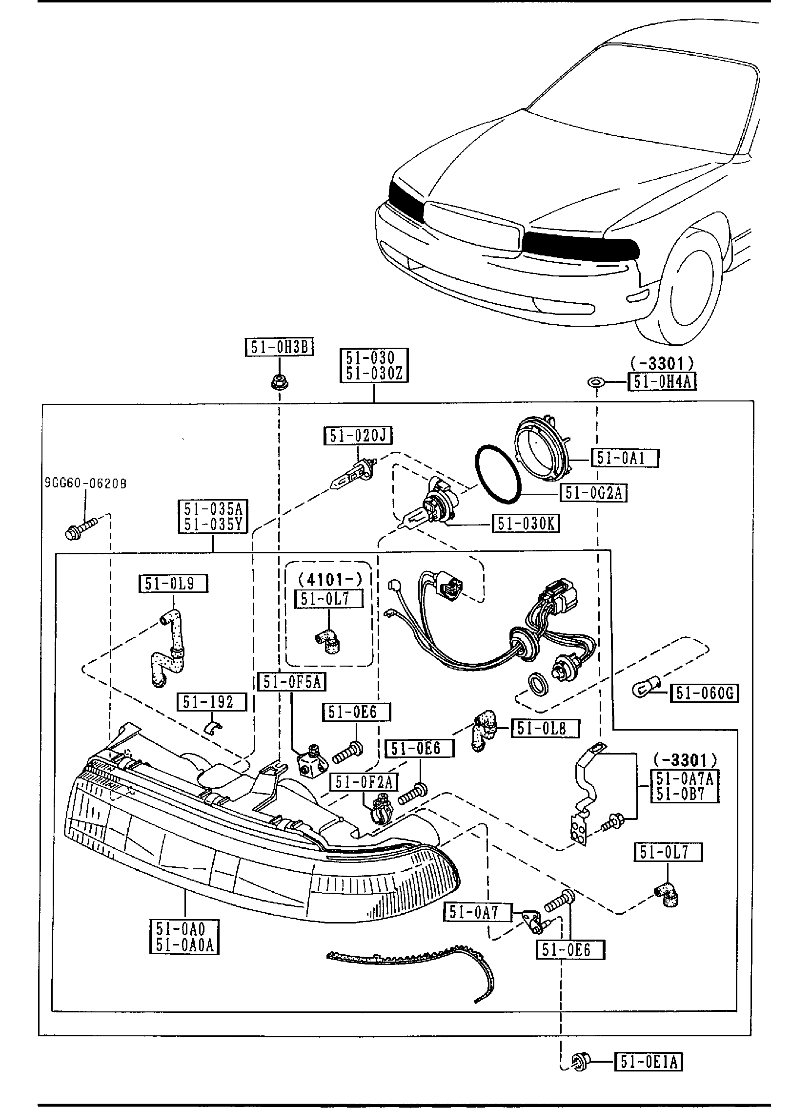 Diagram HEAD LAMPS for your 2002 Mazda Tribute   