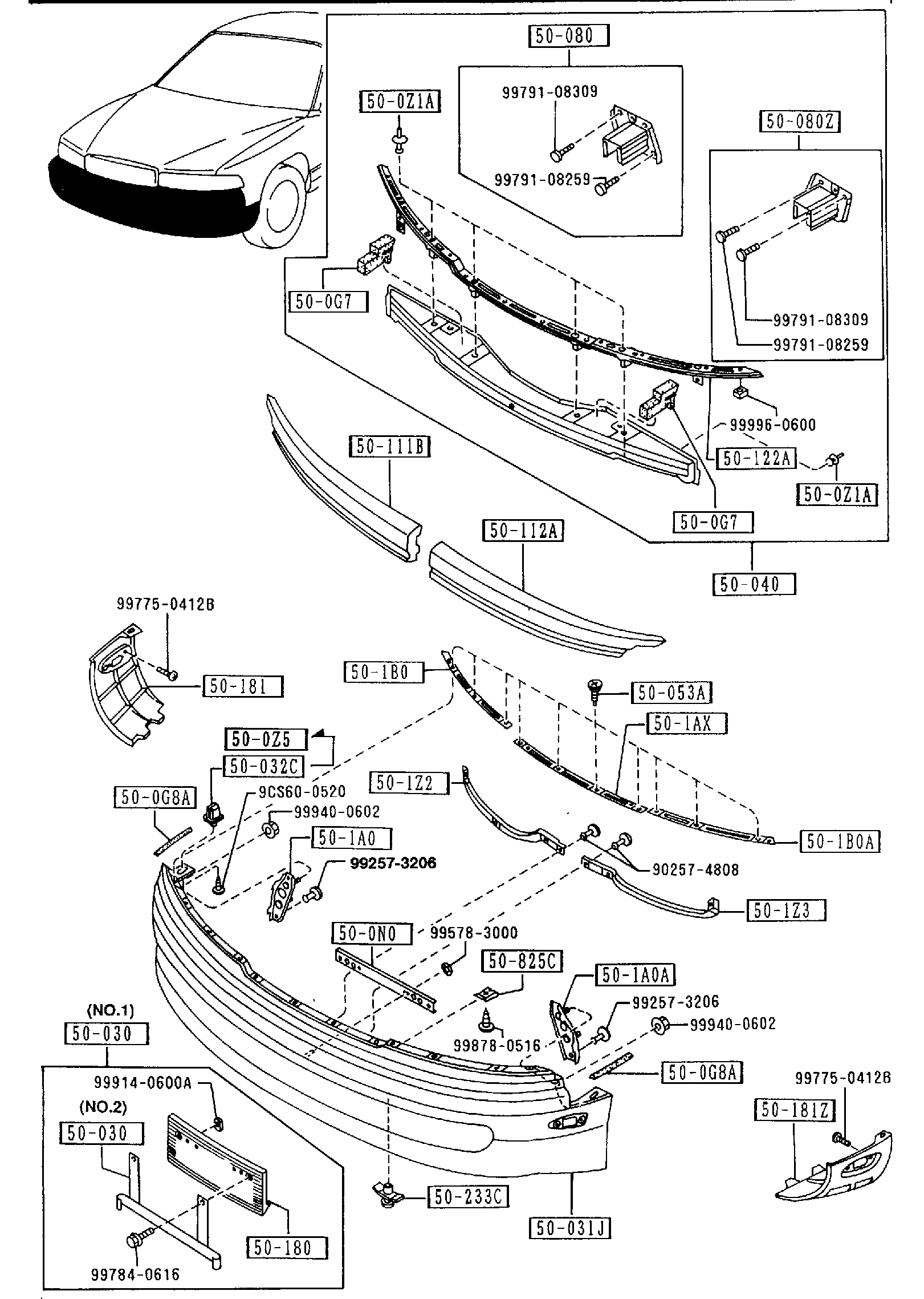 Diagram FRONT BUMPER for your Mazda