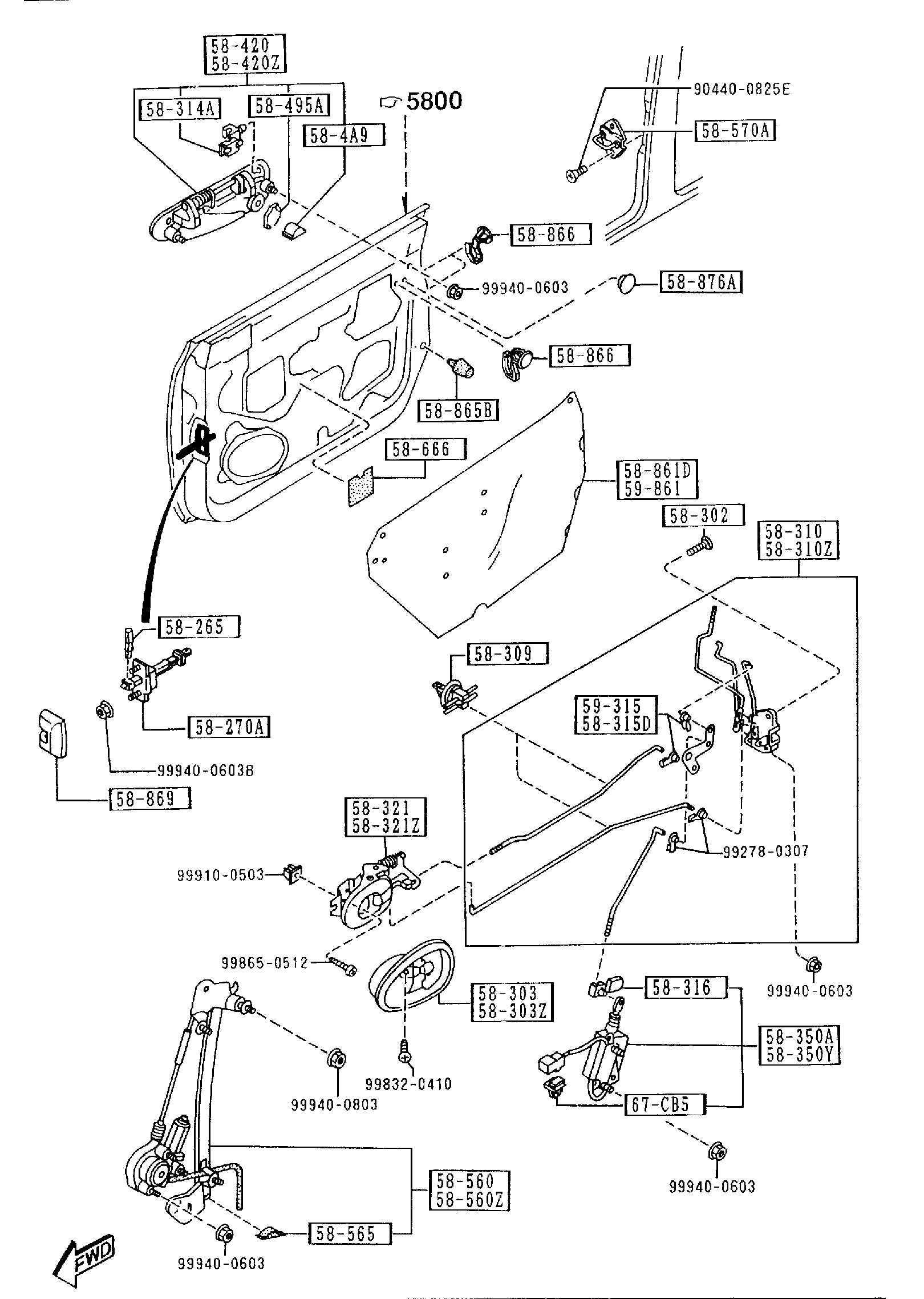Diagram FRONT DOOR MECHANISMS for your 2007 Mazda Mazda3   