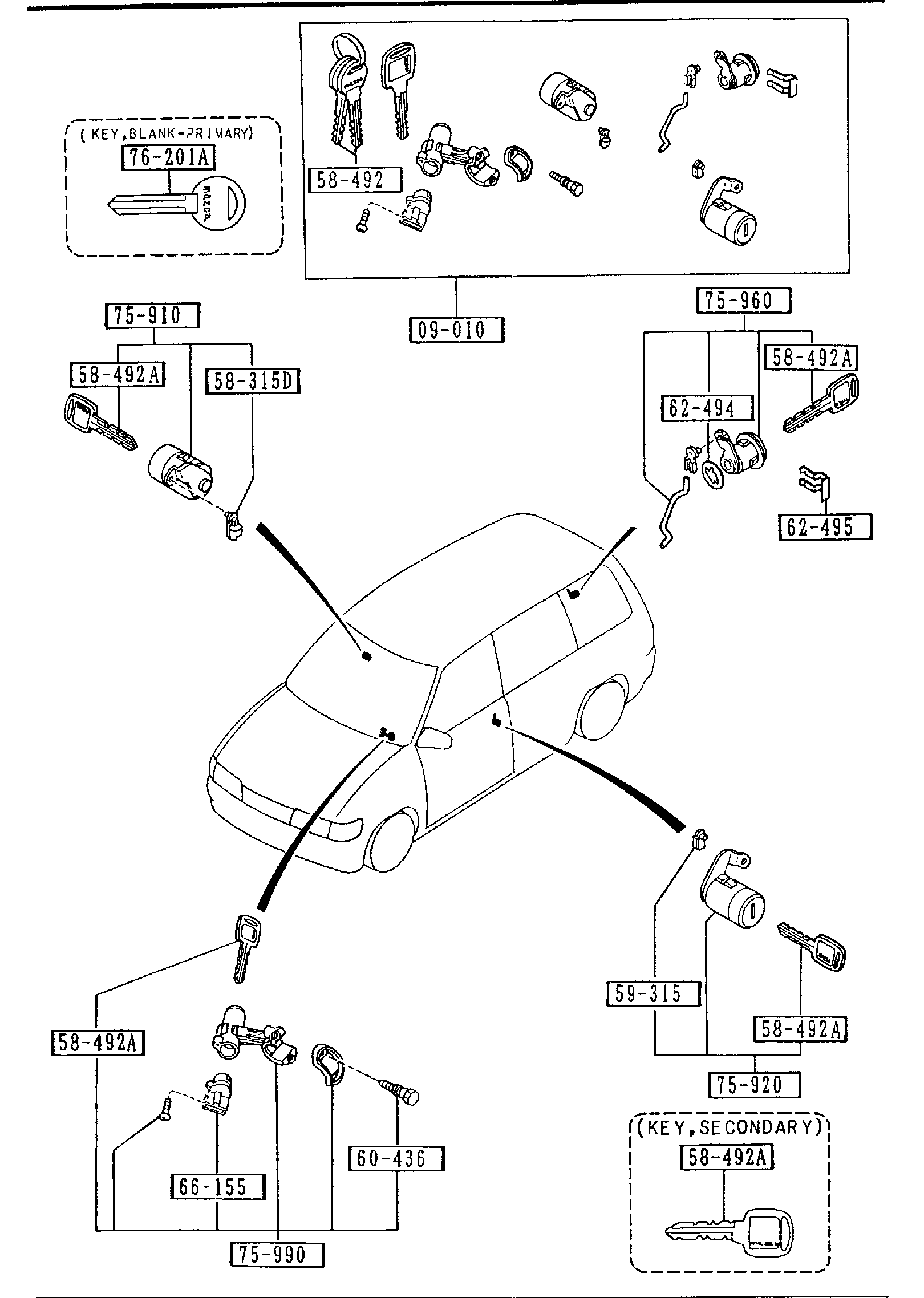 Diagram KEY SETS for your 2009 Mazda RX-8   