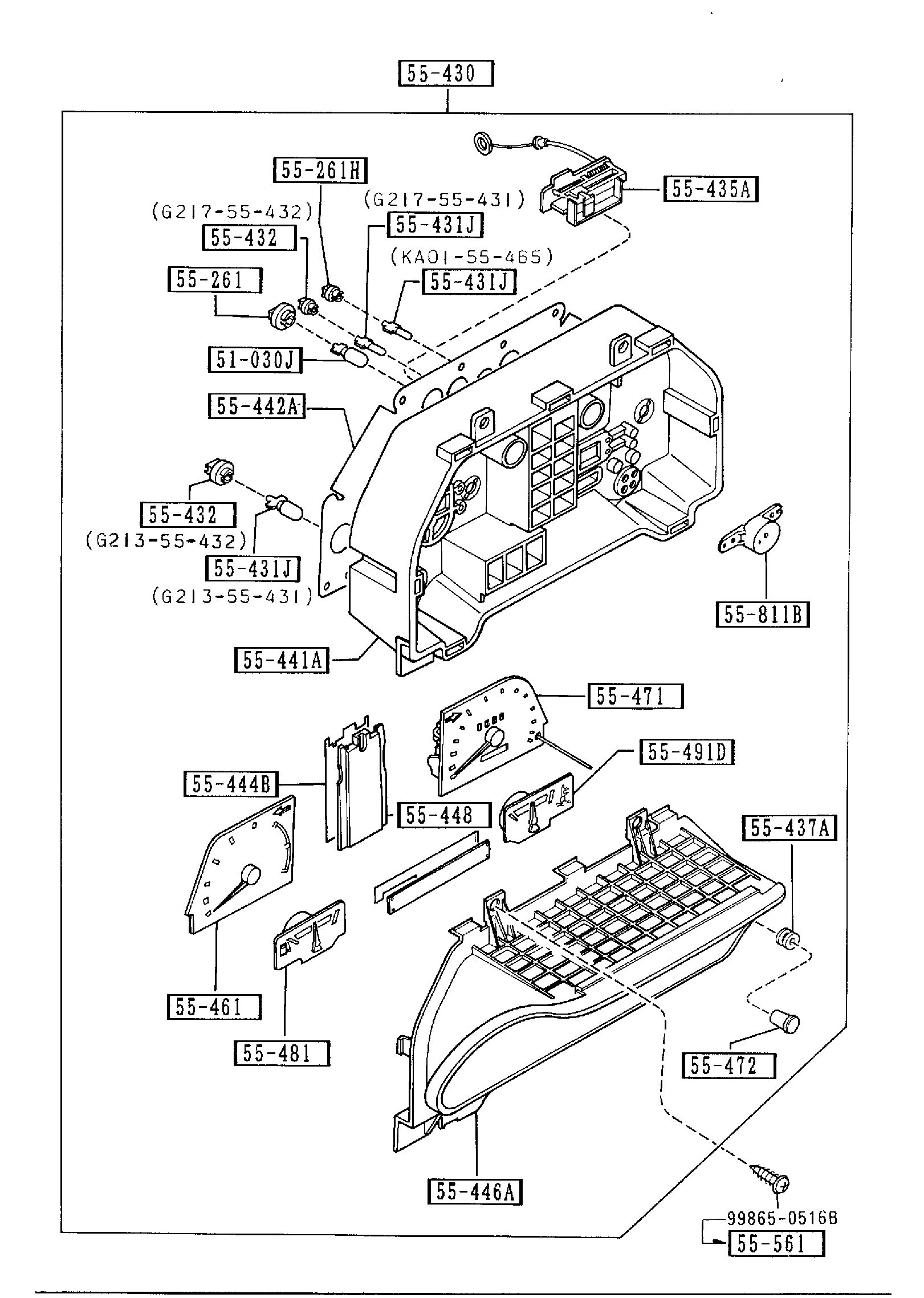 Full size assembly image of METER COMPONENTS ('90 MODEL) (1/1)