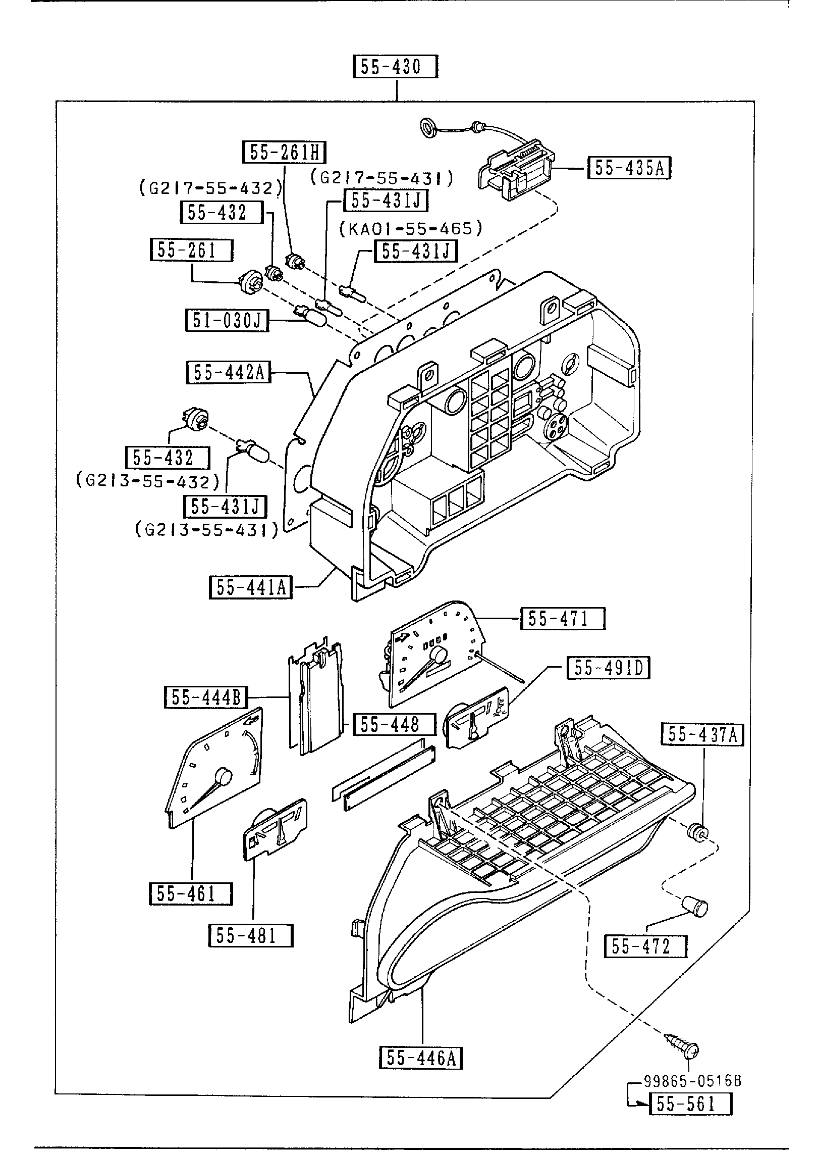 Full size assembly image of METER COMPONENTS ('89 MODEL) (1/1)