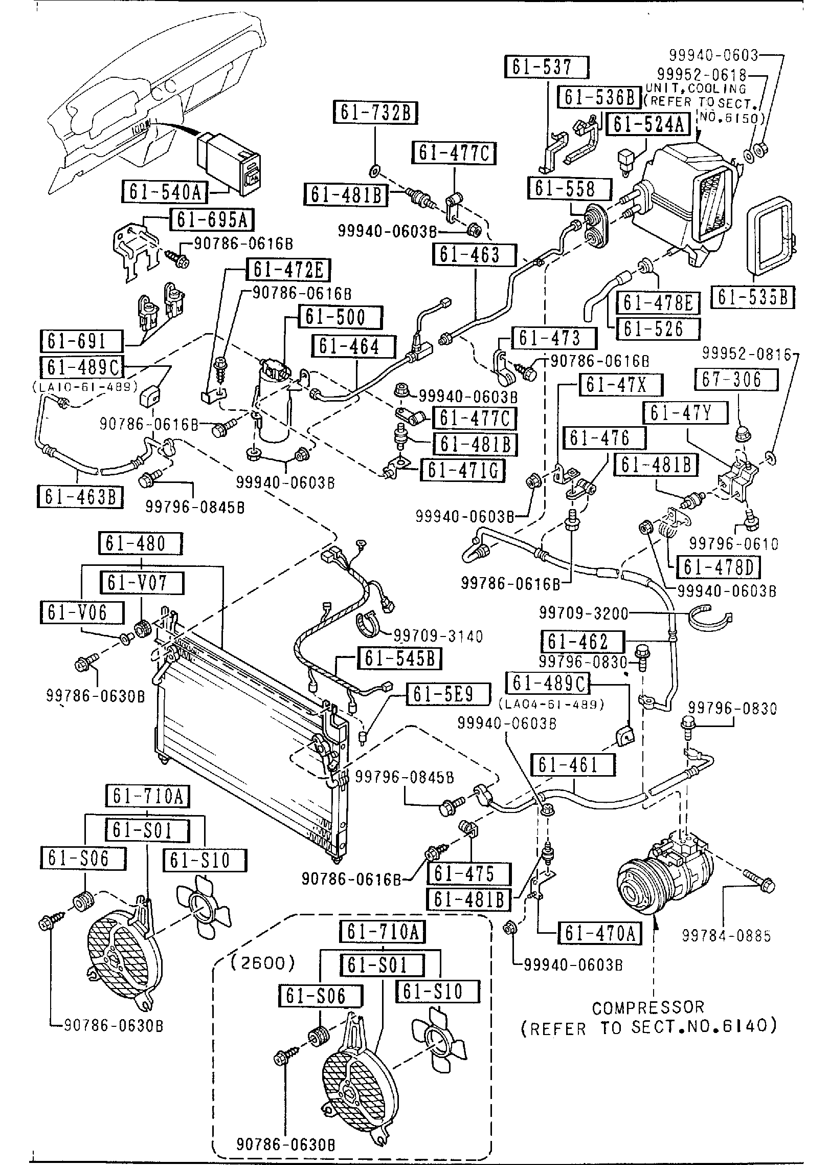 Diagram FRONT AIR CONDITIONER (SINGLE AIR CONDITIONER) for your 1993 Mazda MX-3   