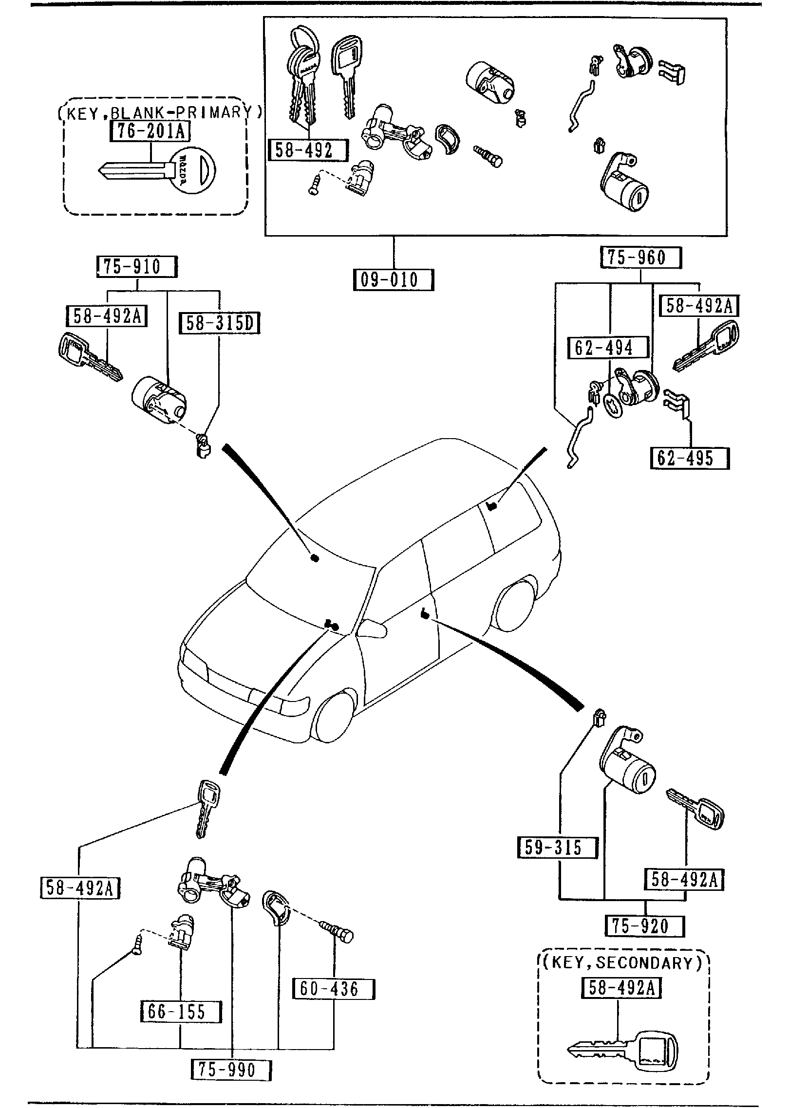 Diagram KEY SETS for your 2009 Mazda Mazda5   