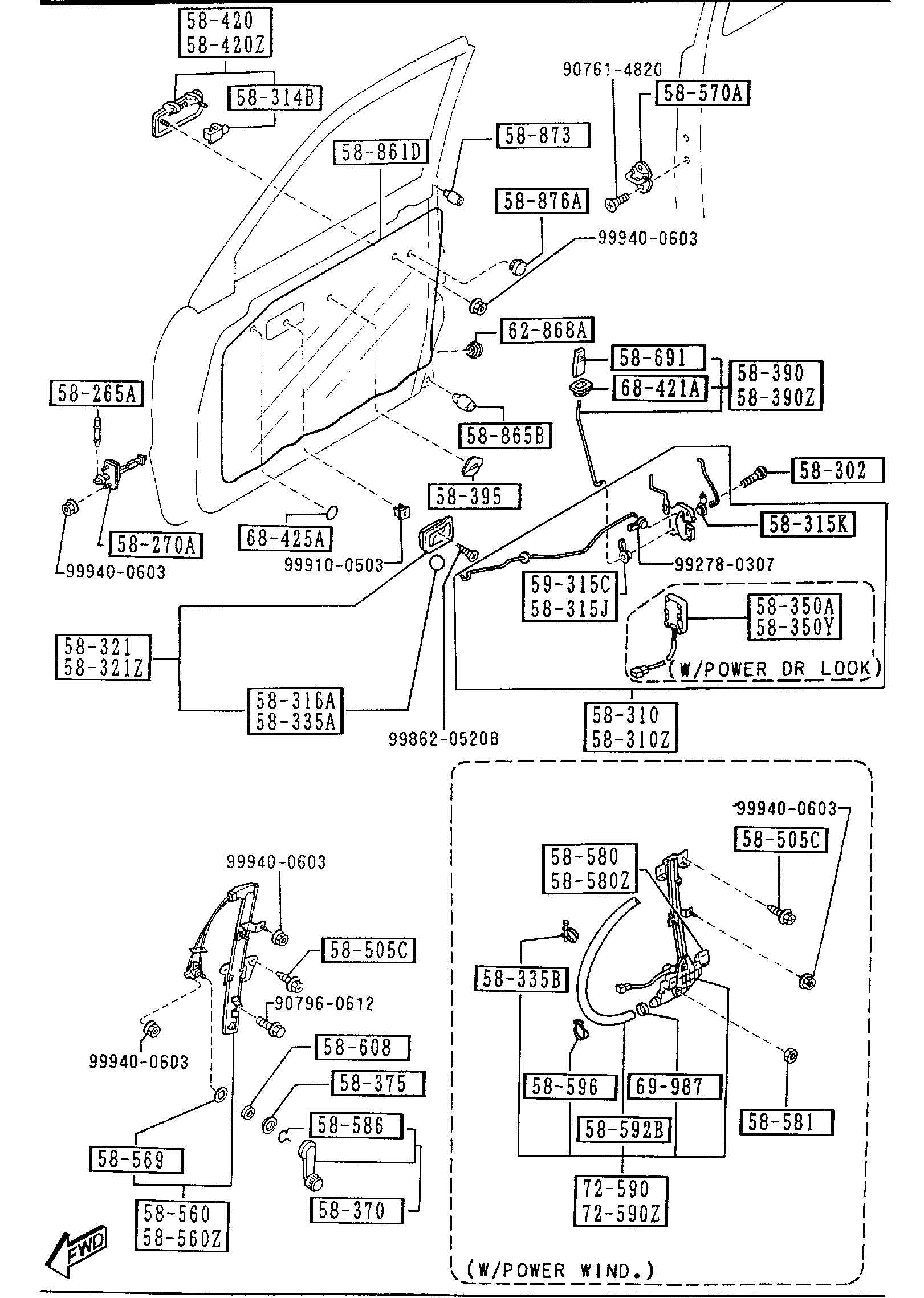 Diagram FRONT DOOR MECHANISMS for your 2023 Mazda MX-5 Miata   