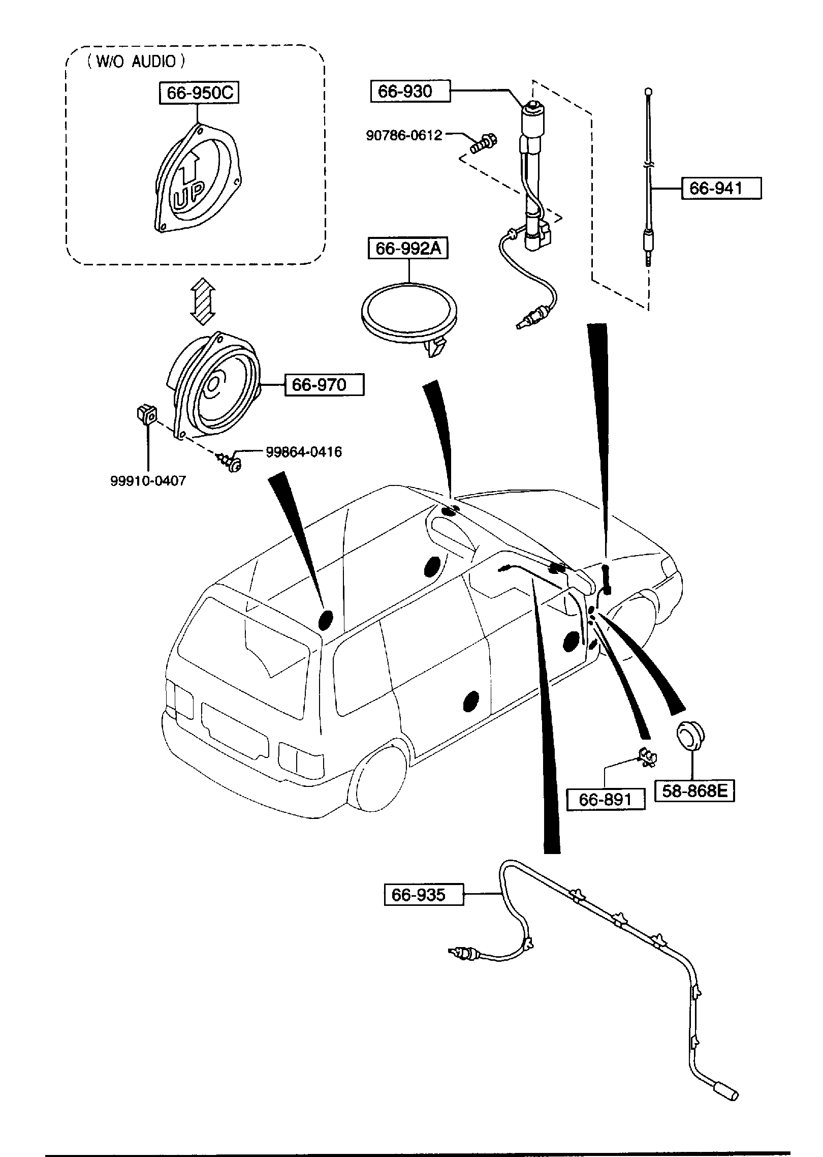Diagram AUDIO SYSTEMS (ANTENNA & SPEAKER) for your 2018 Mazda CX-9   
