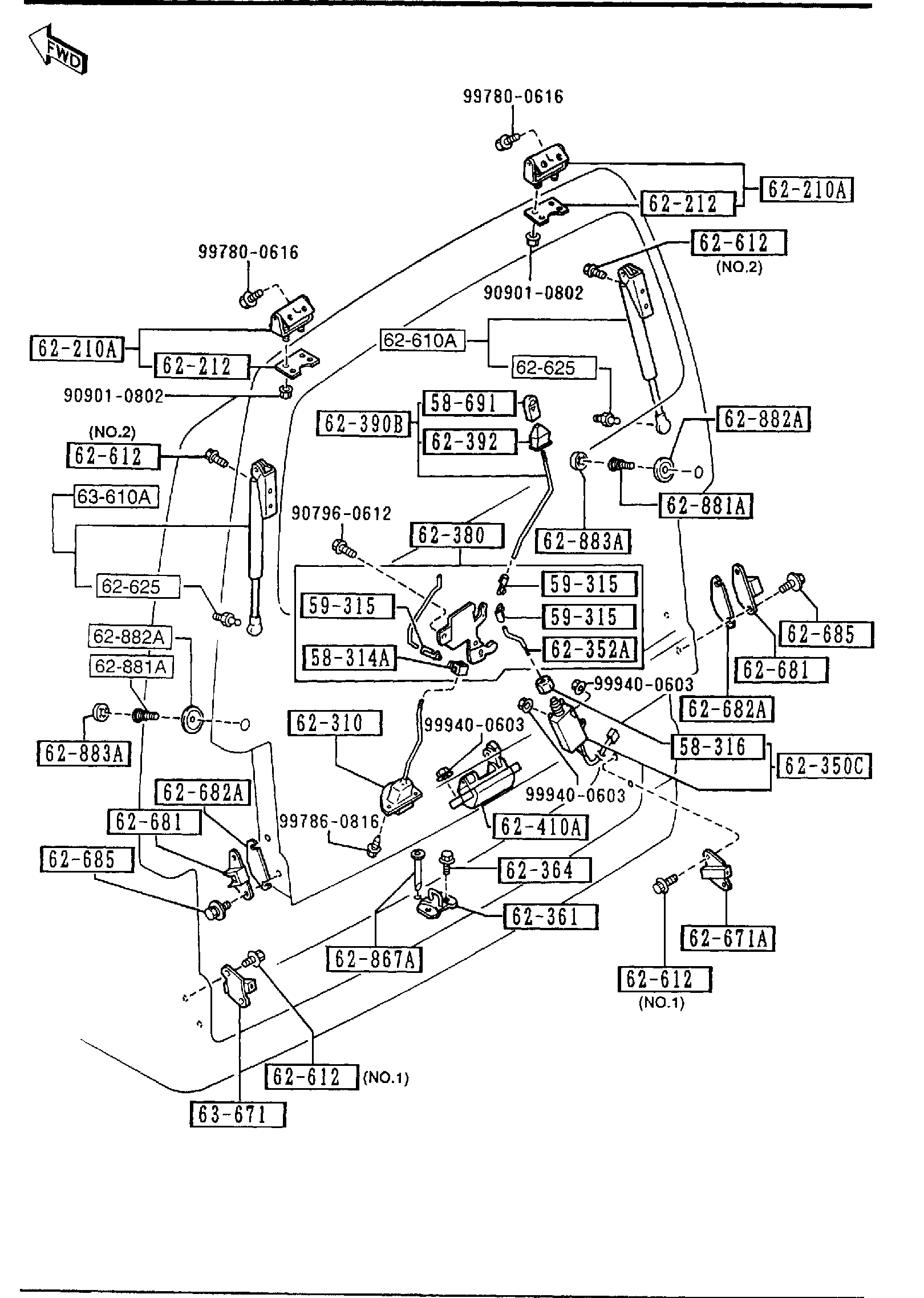 Diagram LIFT GATE MECHANISMS for your Mazda