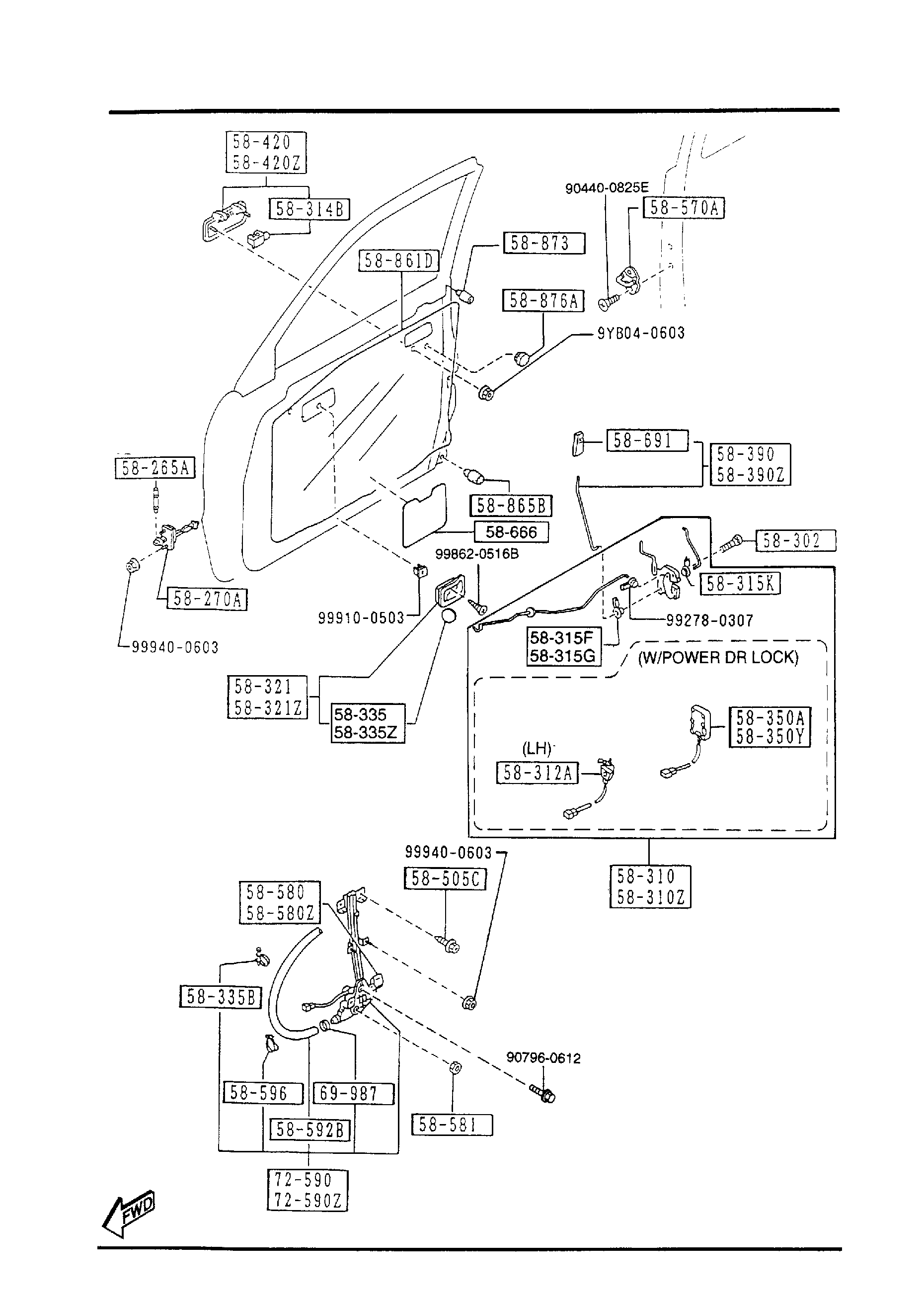 Diagram FRONT DOOR MECHANISMS for your 2023 Mazda MX-5 Miata   