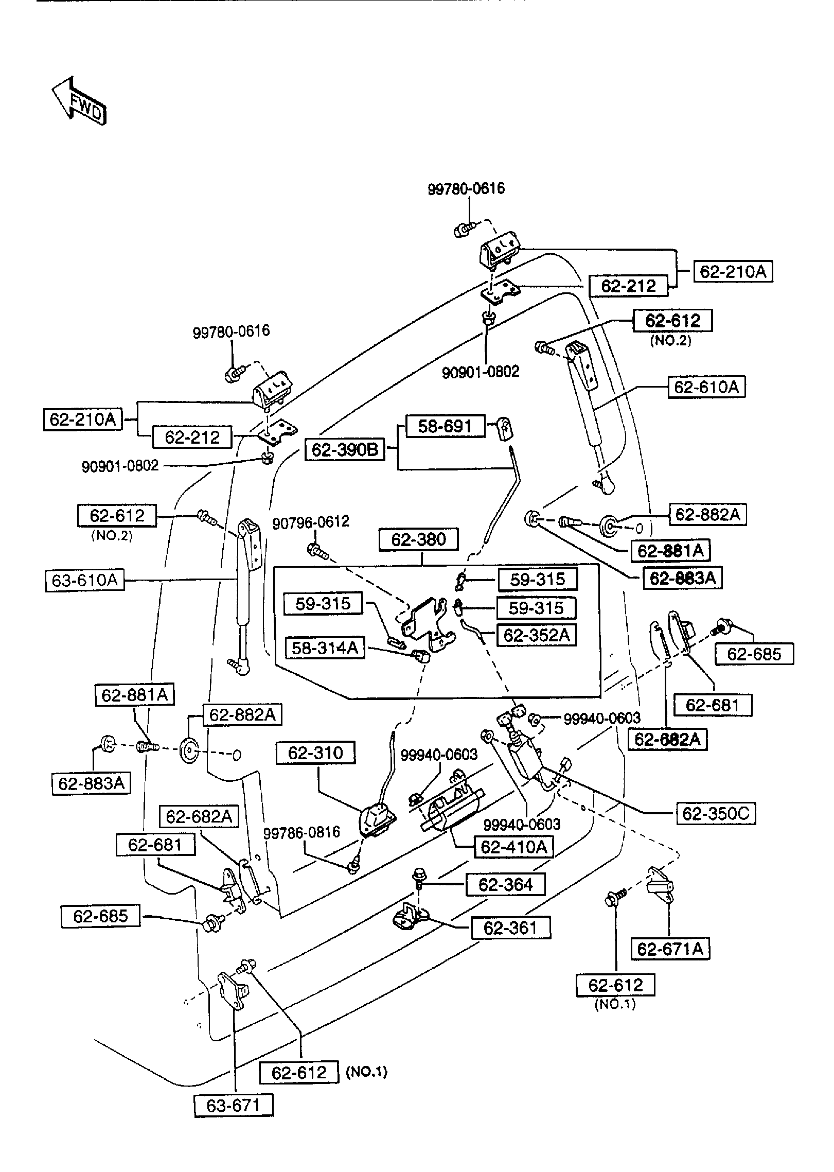 Diagram LIFT GATE MECHANISMS for your 2009 Mazda RX-8   