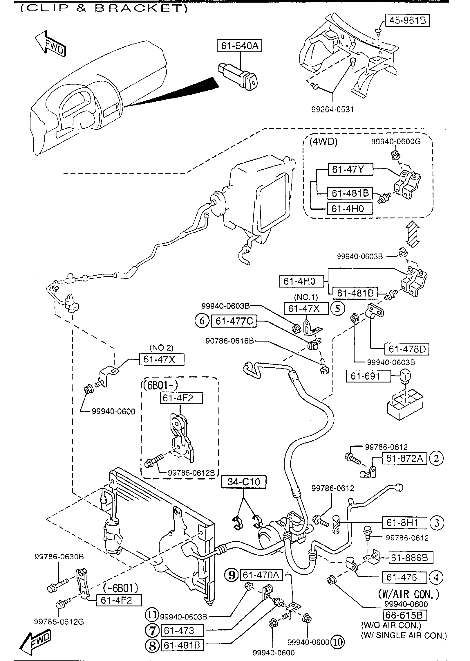 Diagram FRONT AIR CONDITIONER (DENSO MAKE) for your 2007 Mazda B4000   