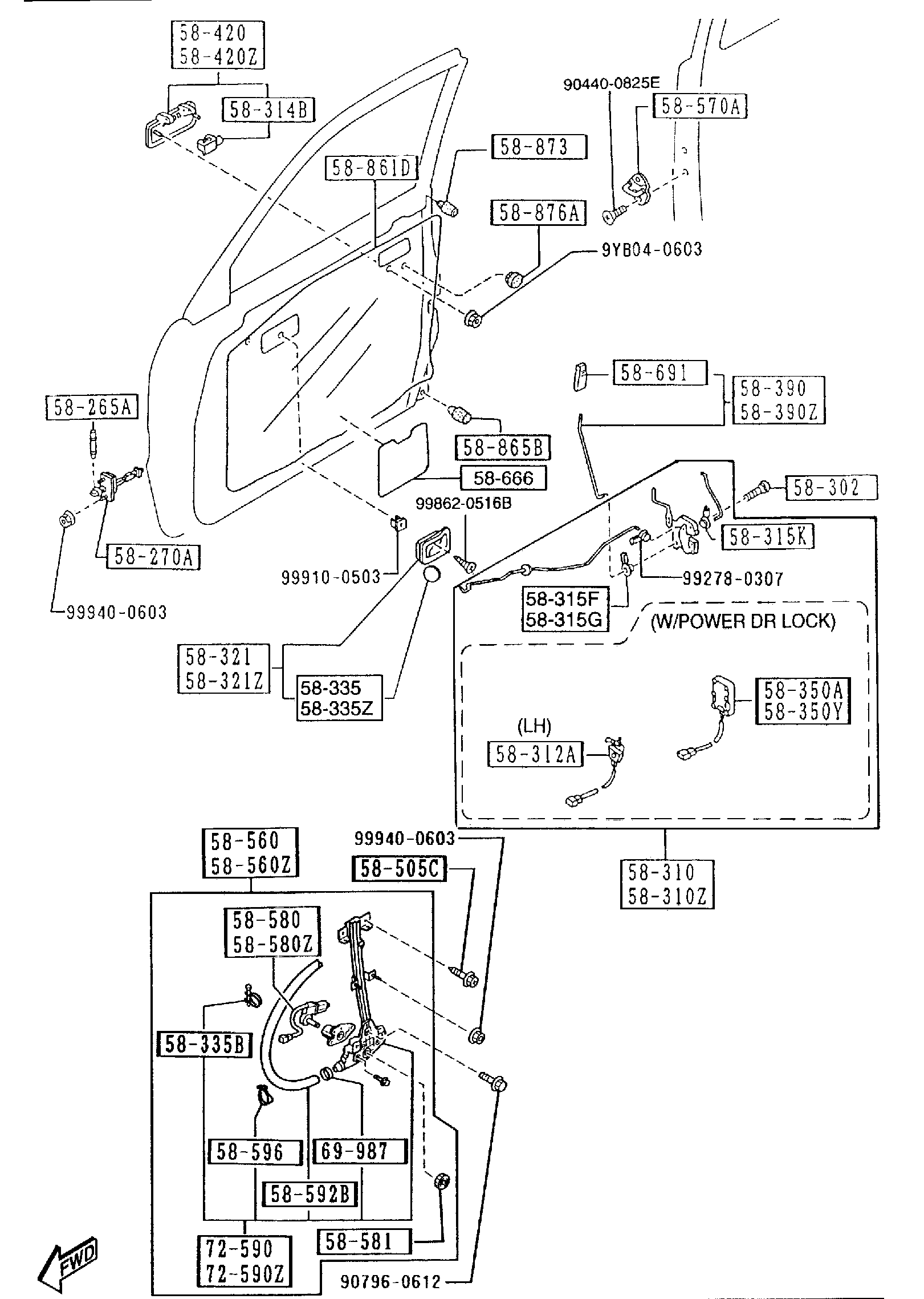 Diagram FRONT DOOR MECHANISMS for your 2023 Mazda MX-5 Miata   