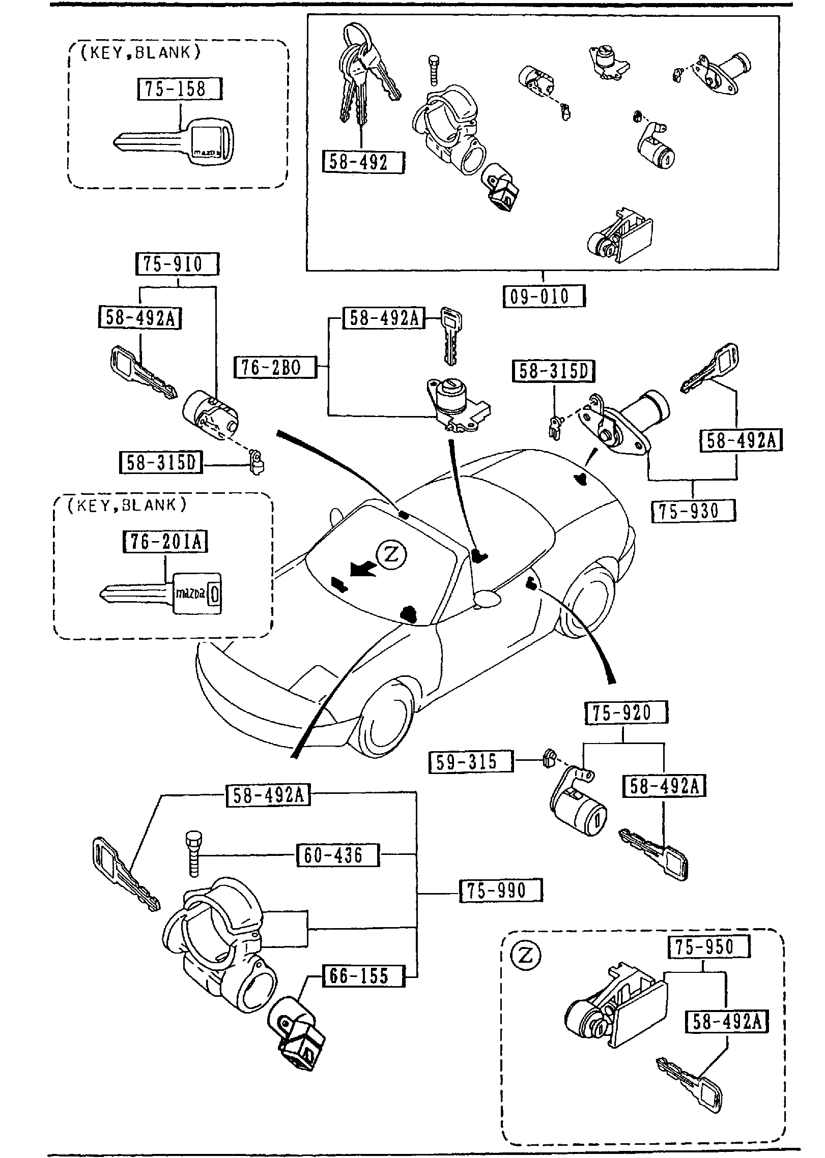 Diagram KEY SETS for your 2009 Mazda RX-8   