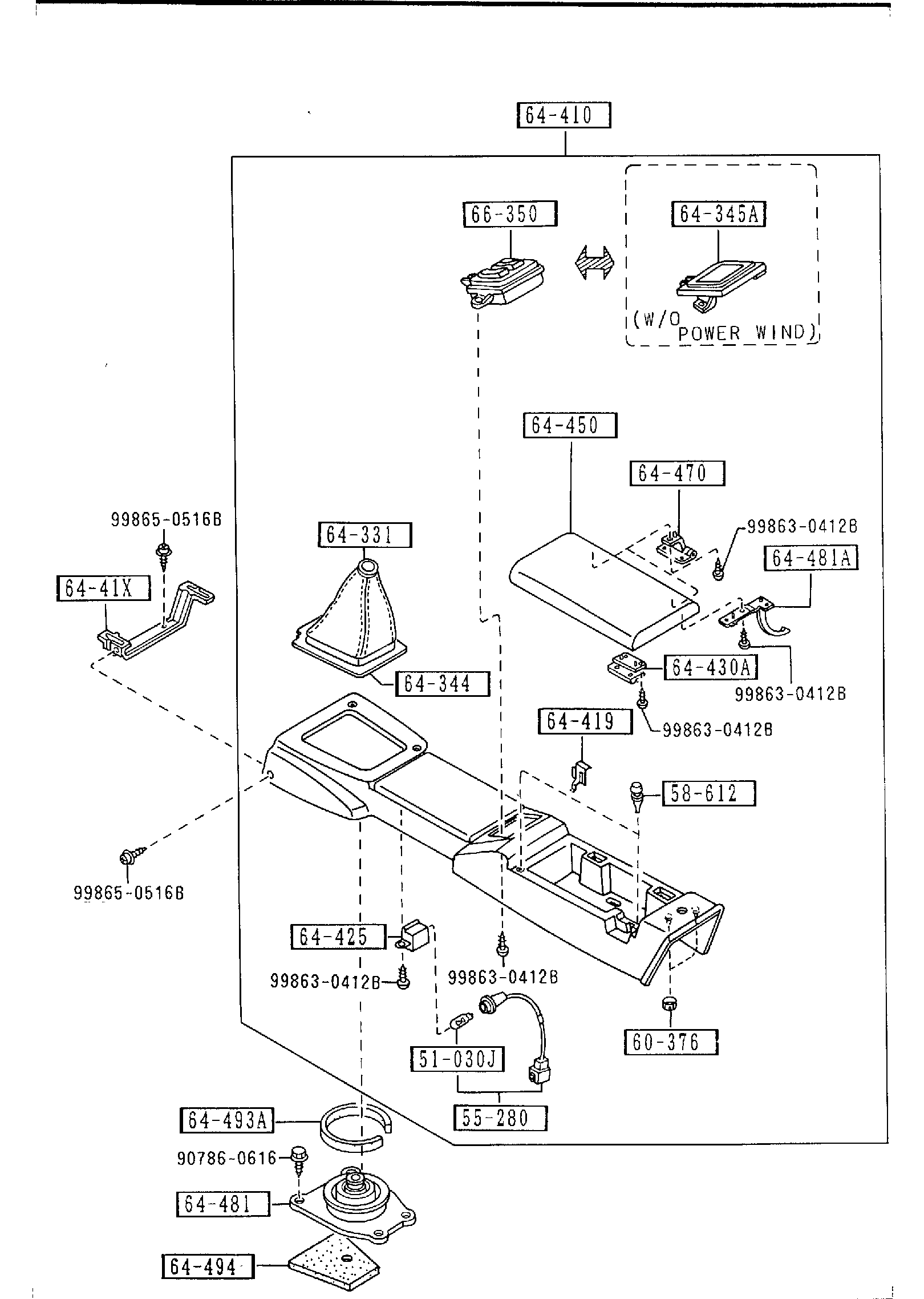 Diagram CONSOLE for your 1996 Mazda MX-5 Miata  1RK 