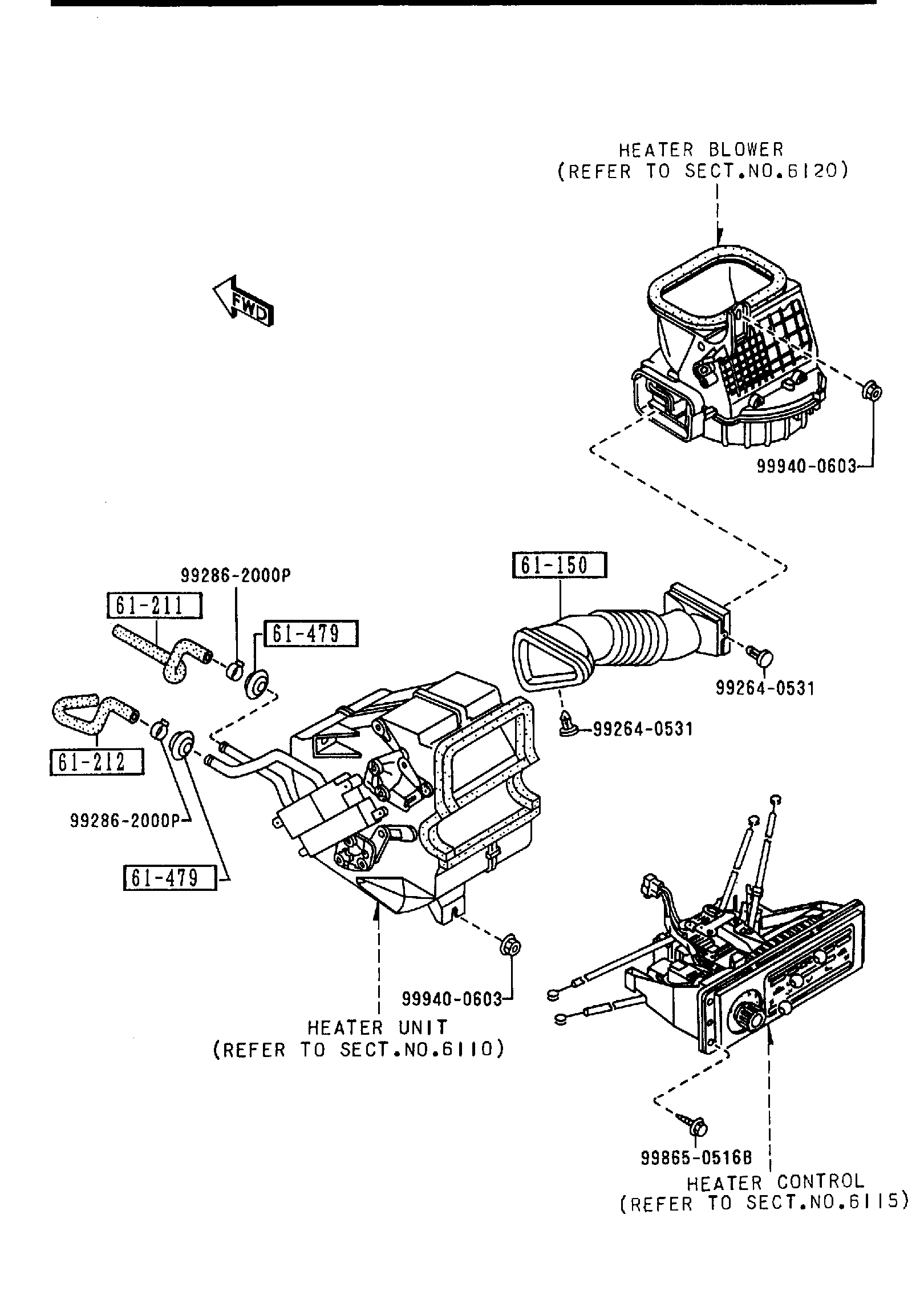 Diagram HEATER for your 1992 Mazda Protege  HATCHBACK SE 