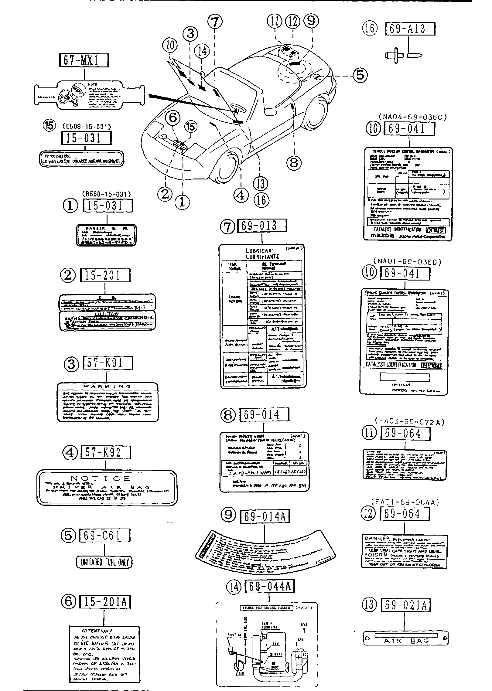 Diagram CAUTION PLATES & LABELS for your 2021 Mazda Mazda3   