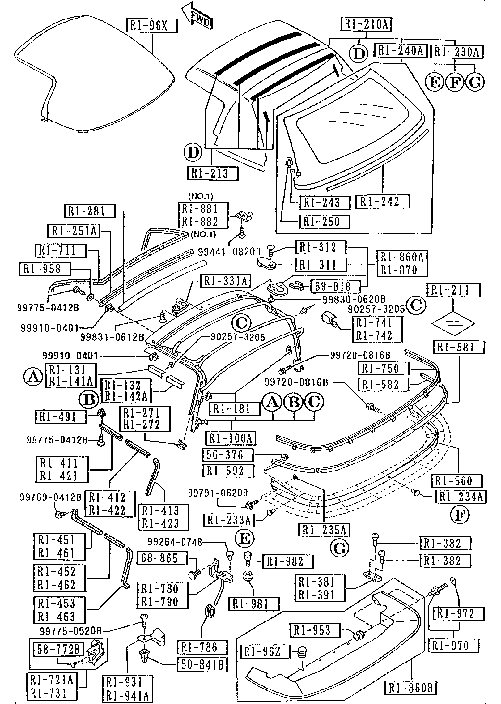 Diagram SUNROOF for your 2005 Mazda MX-5 Miata  LEATHER 