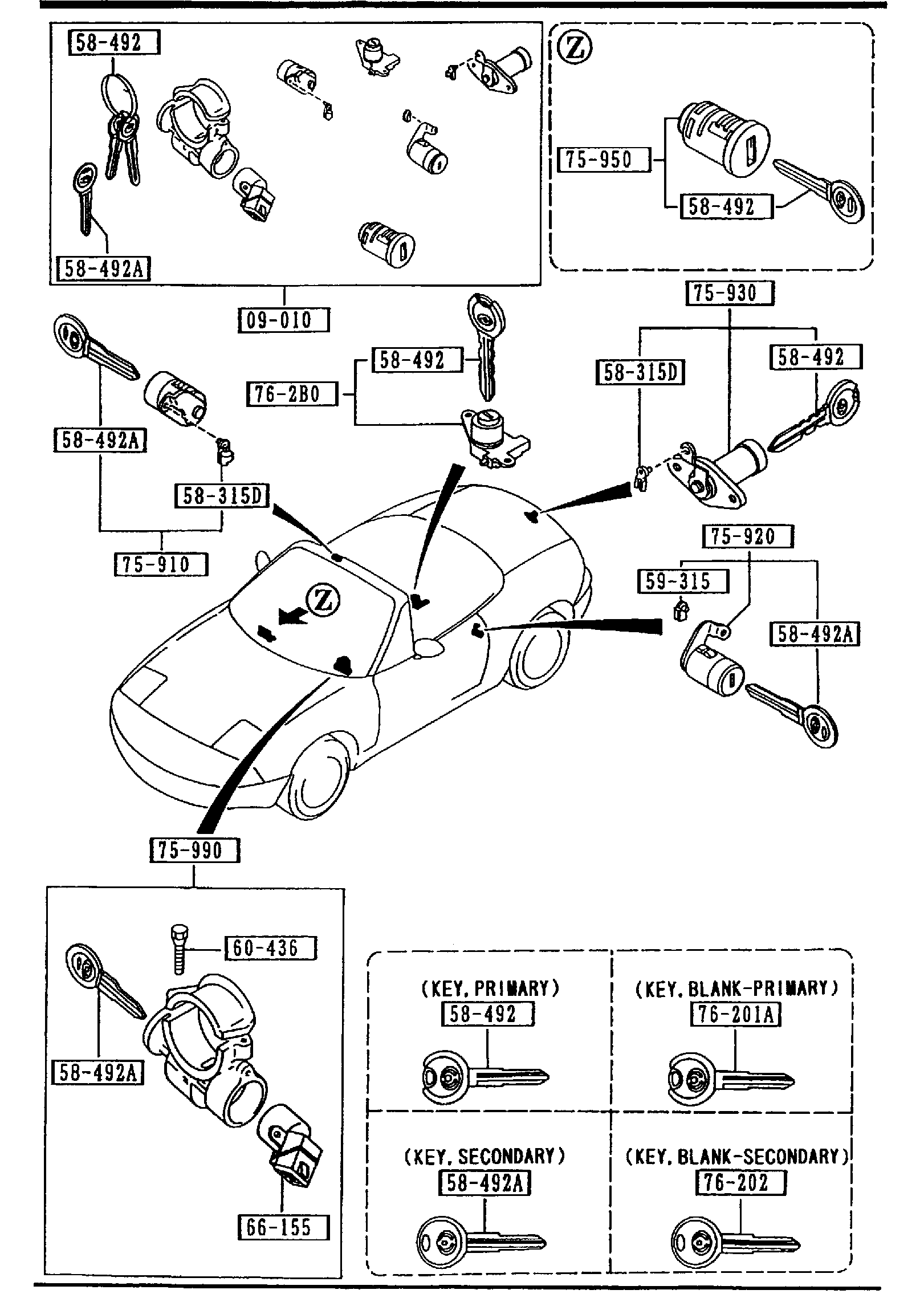 Diagram KEY SETS for your 2009 Mazda B2300   