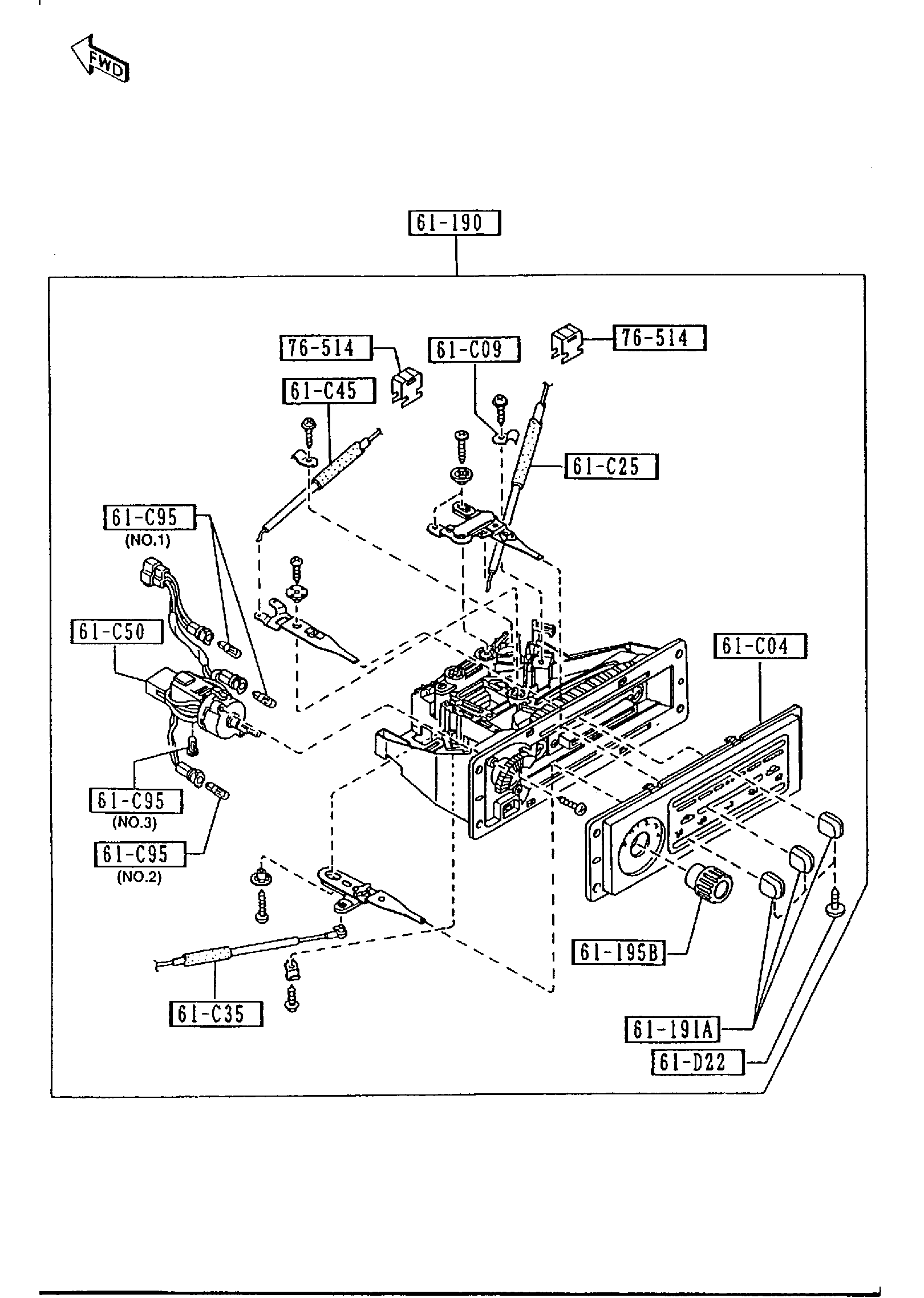 Diagram HEATER CONTROL COMPONENTS for your 2004 Mazda MX-5 Miata   