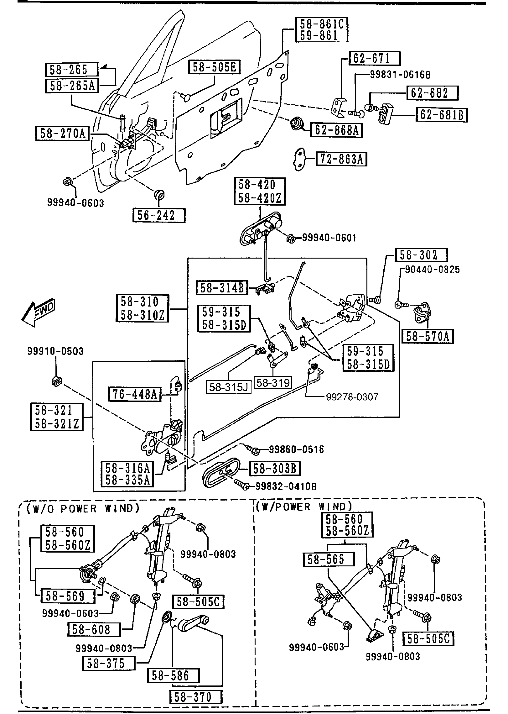 Diagram FRONT DOOR MECHANISMS for your 2011 Mazda MX-5 Miata   