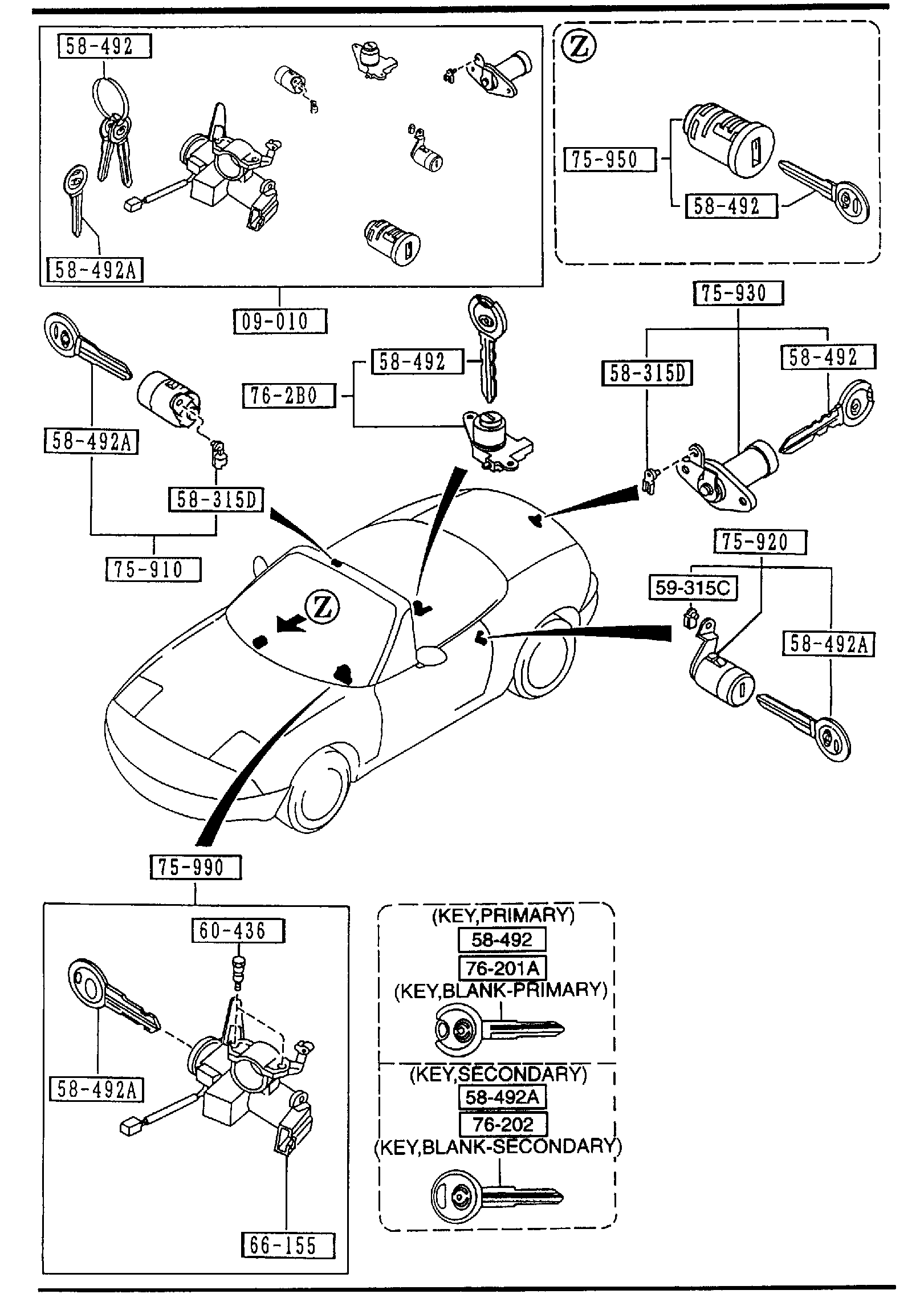 Diagram KEY SETS for your 2009 Mazda B2300   