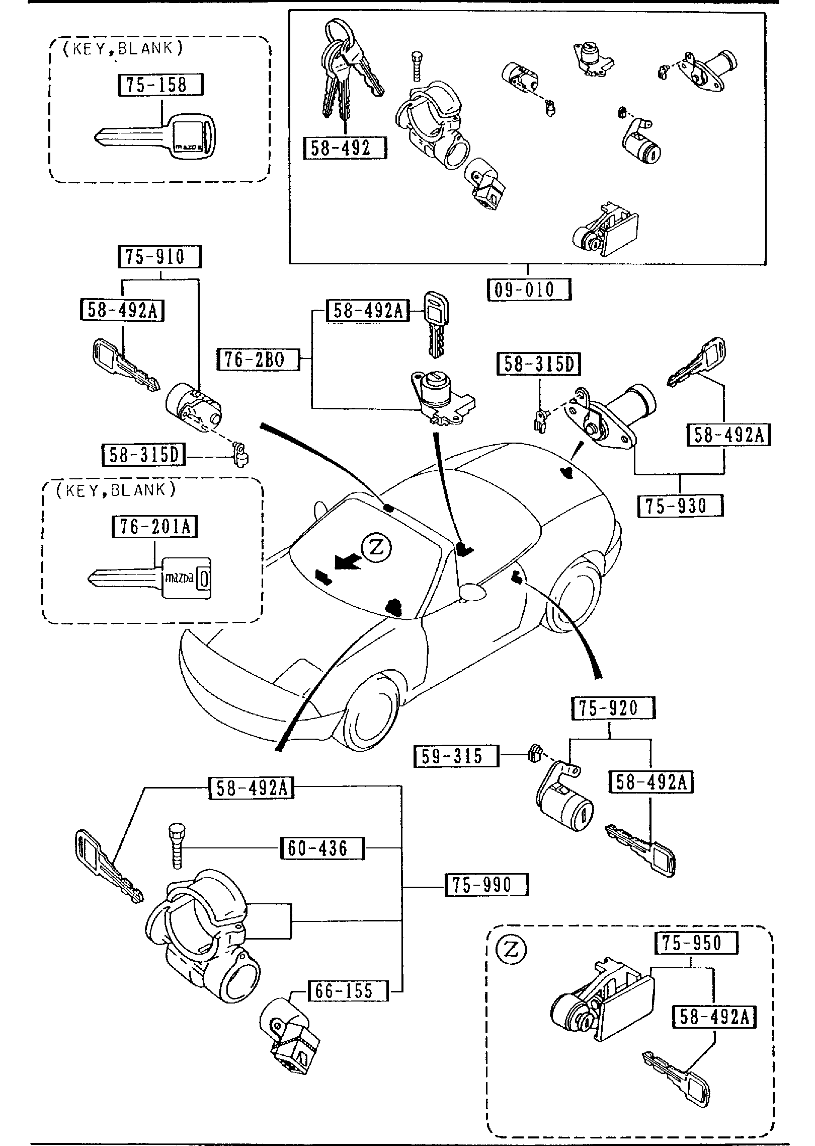 Diagram KEY SETS for your 2009 Mazda RX-8   
