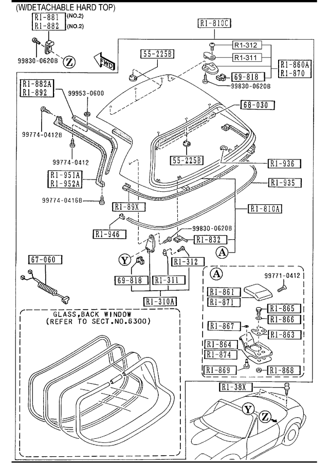 Diagram SUNROOF for your 2005 Mazda MX-5 Miata  LEATHER 