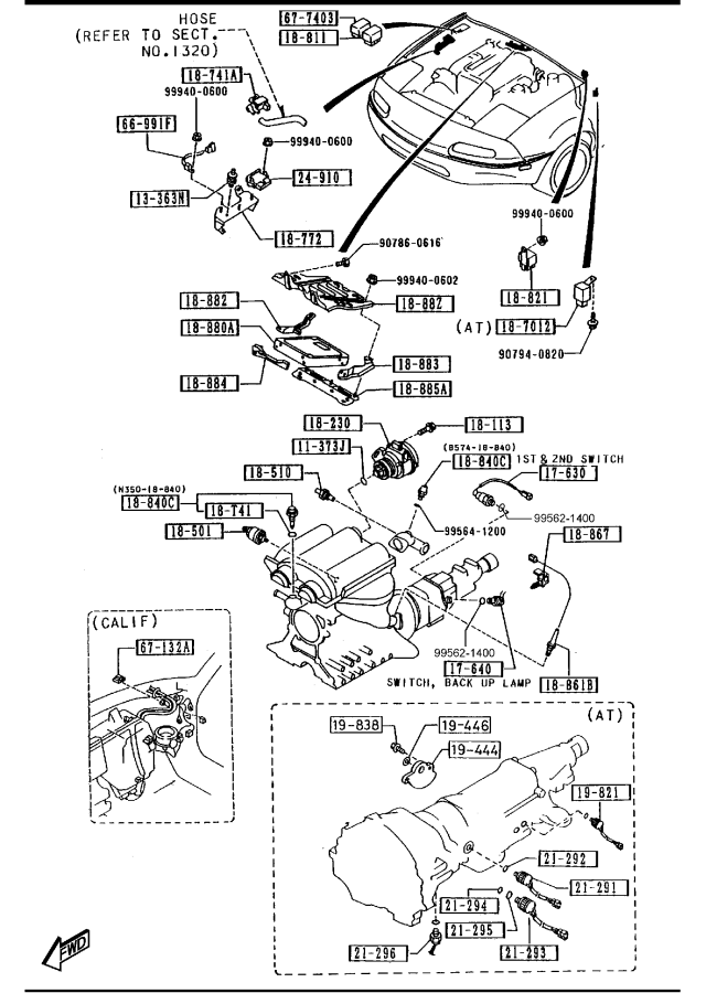 Diagram ENGINE SWITCHES & RELAYS for your 2005 Mazda MX-5 Miata   