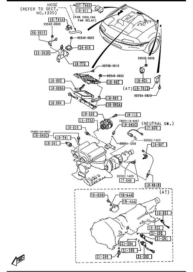 Diagram ENGINE SWITCHES & RELAYS for your 2005 Mazda MX-5 Miata   