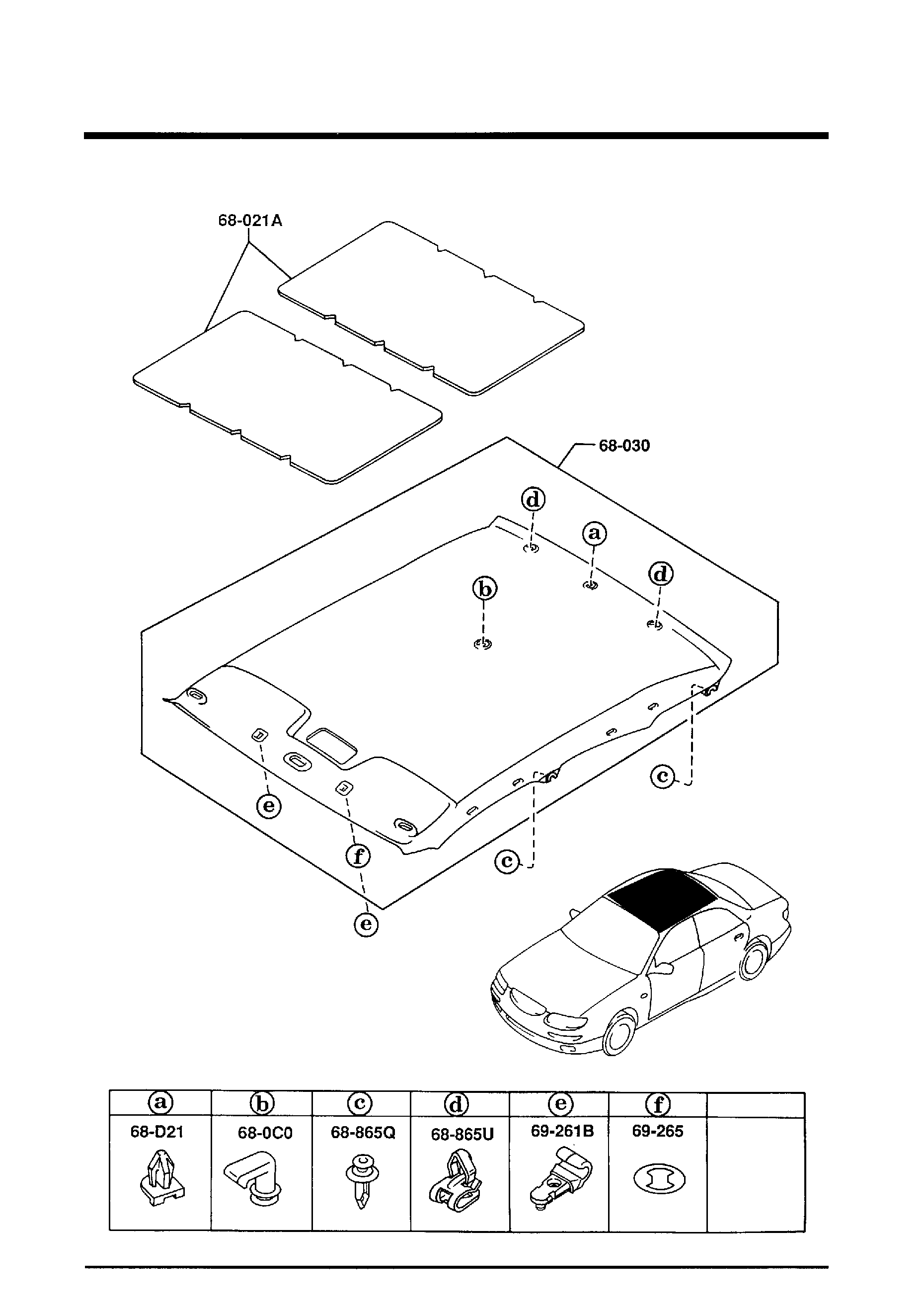 Full size assembly image of CEILING TRIMS (W/O SUN ROOF) (1/1)