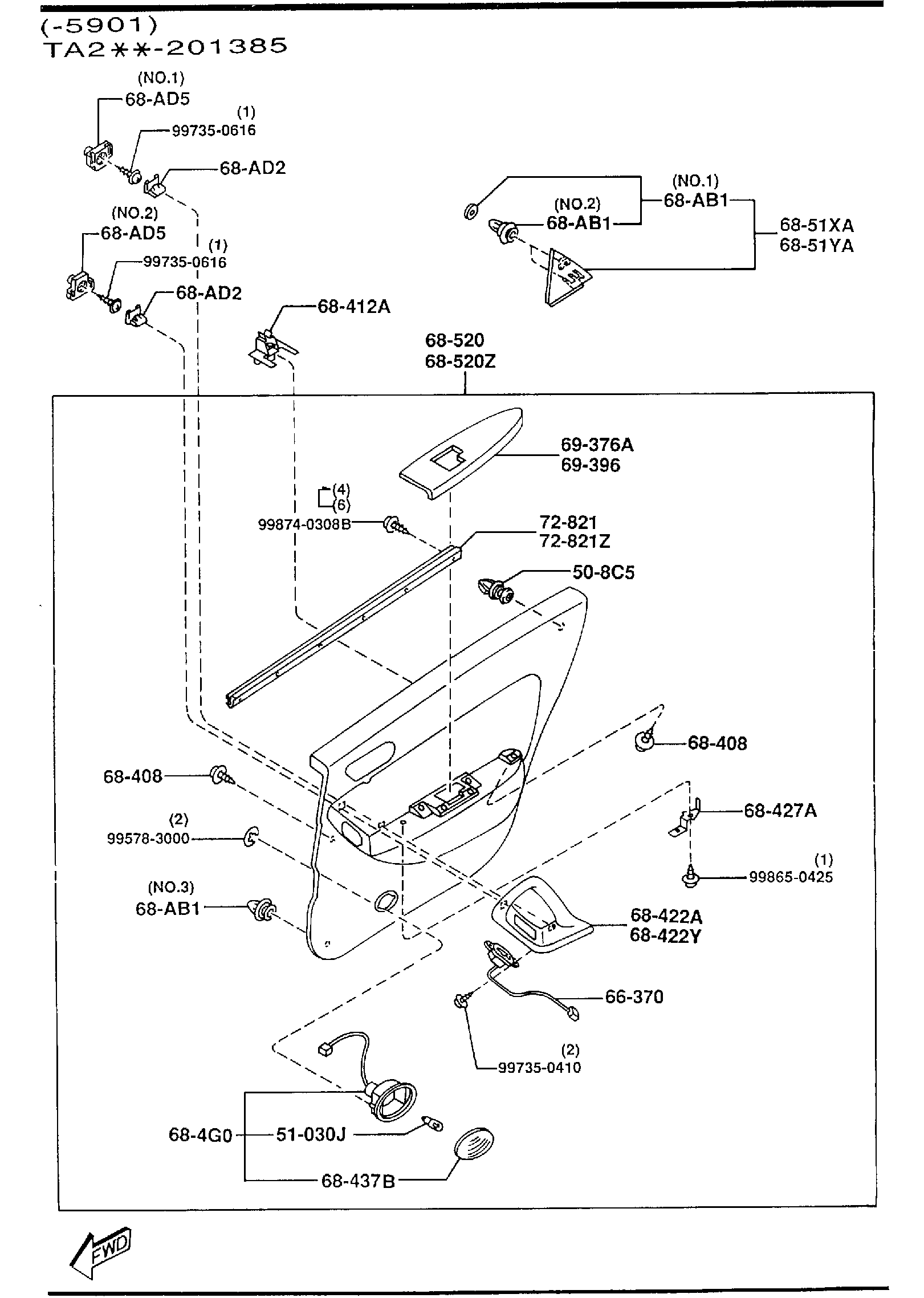 Full size assembly image of REAR DOOR TRIMS & RELATED PARTS (1/2)