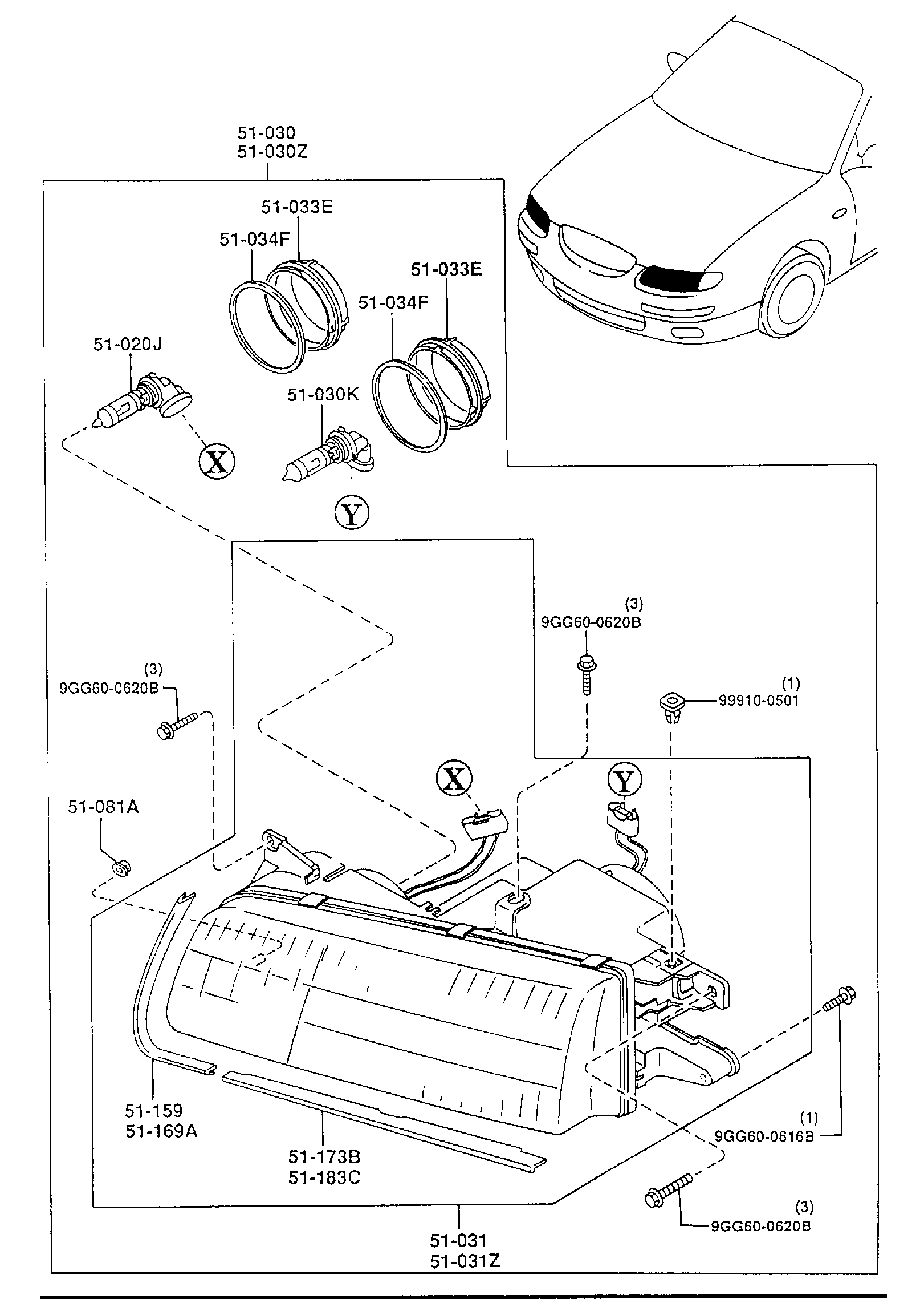 Diagram HEAD LAMPS for your Mazda