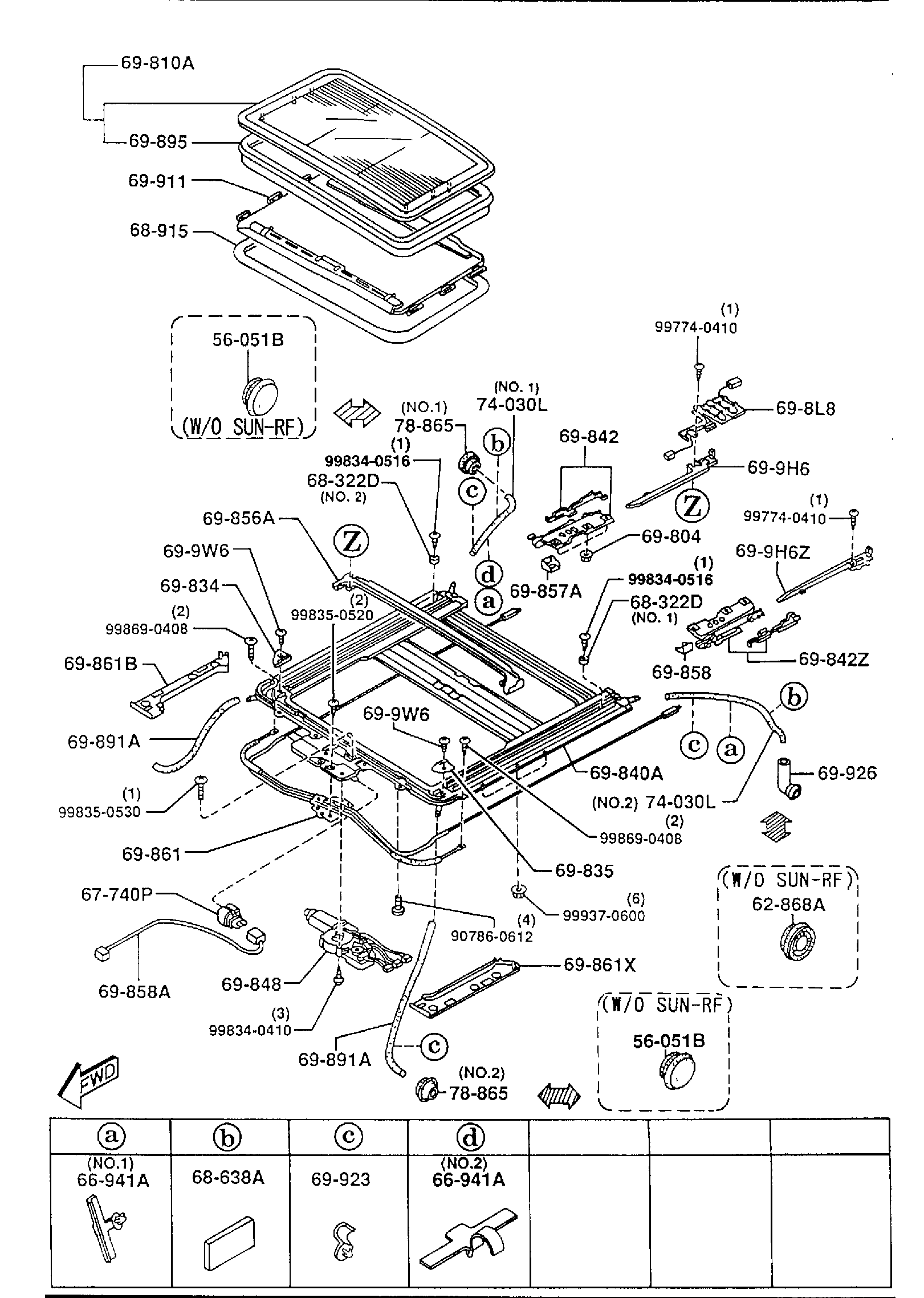 Diagram SUNROOF for your 2001 Mazda Protege  SEDAN MP3 