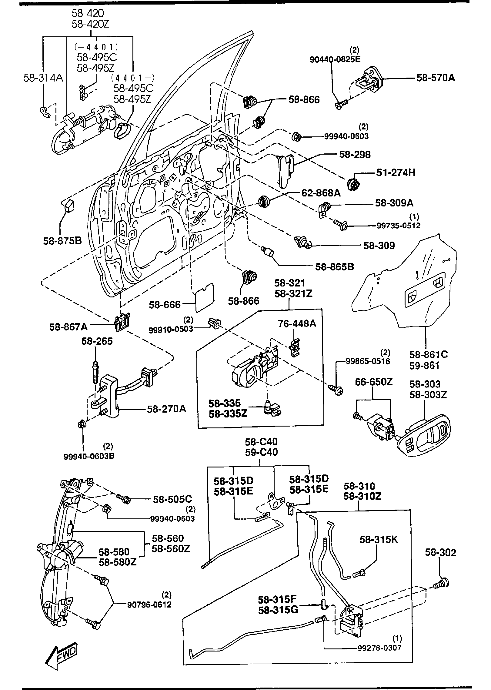 Diagram FRONT DOOR MECHANISMS for your 2009 Mazda B3000   