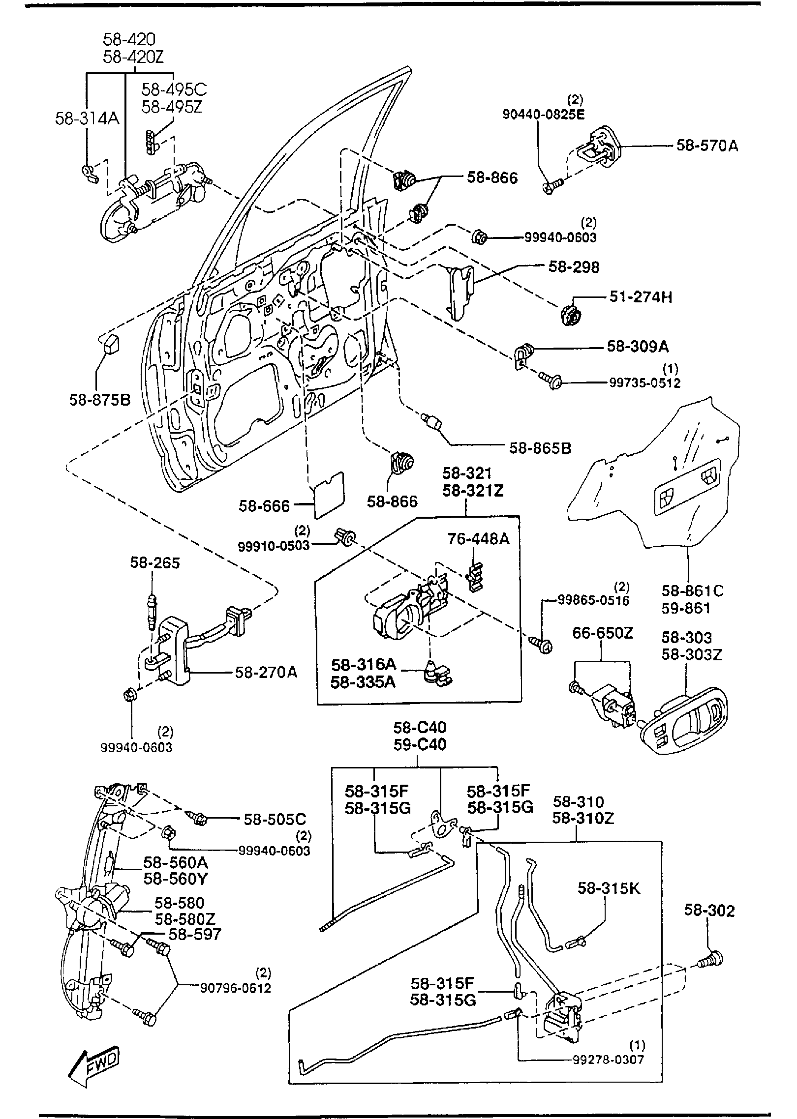 Diagram FRONT DOOR MECHANISMS for your 2009 Mazda B3000   