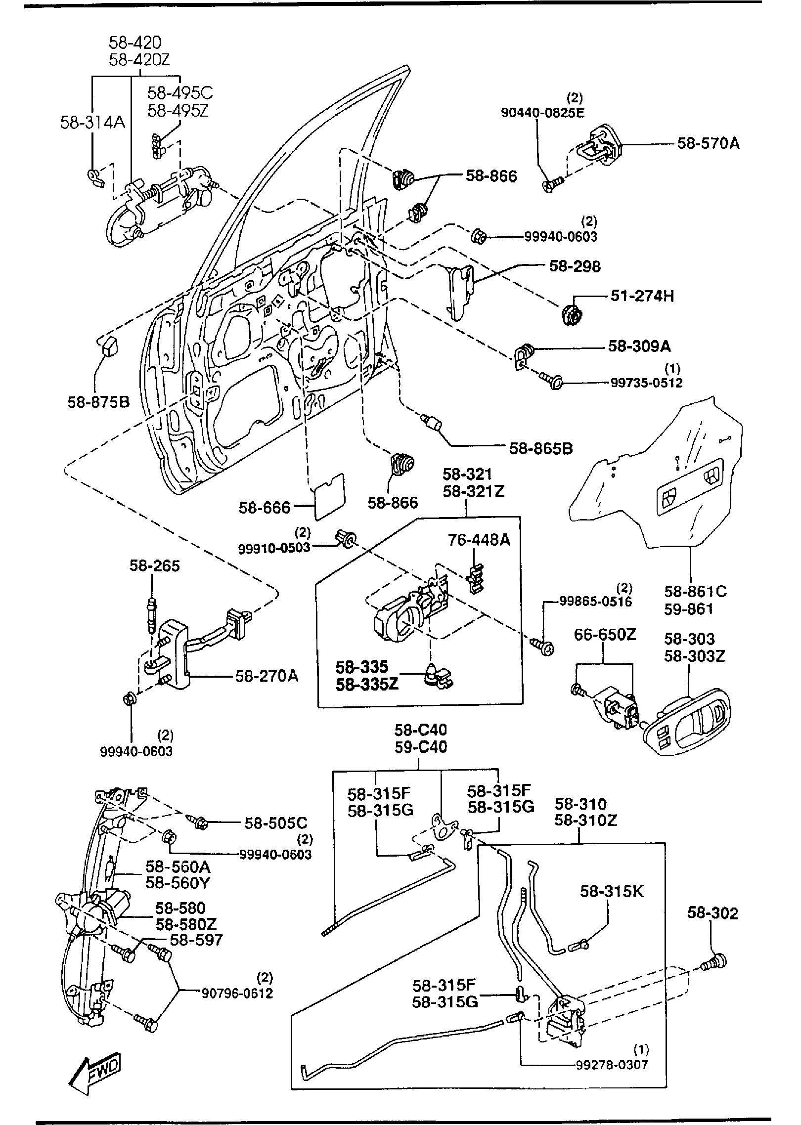 Diagram FRONT DOOR MECHANISMS for your 2009 Mazda B3000   