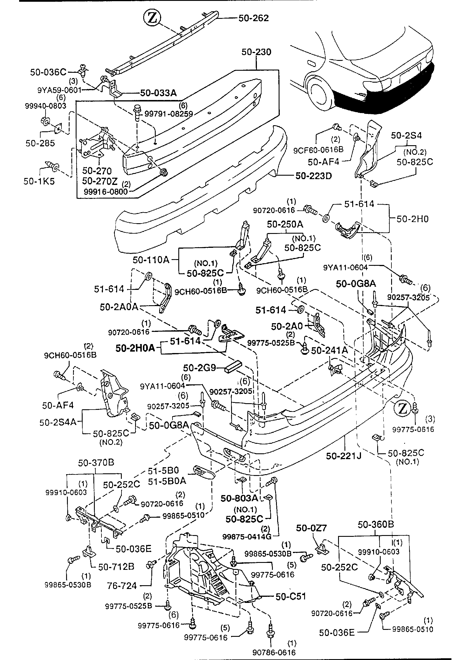 Diagram REAR BUMPER for your Mazda