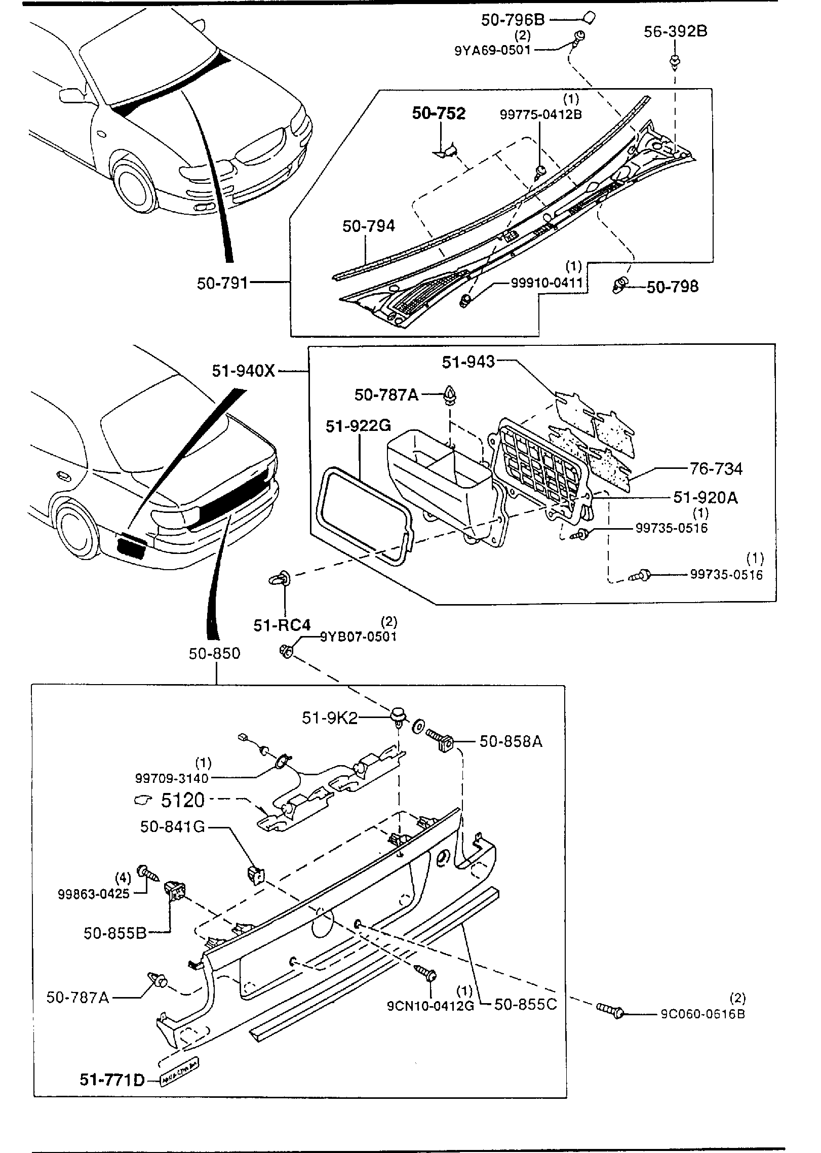 Diagram COWL & EXTRACTOR GRILLES for your 2010 Mazda CX-9 3.7L AT 4WD GRAND TOUR 