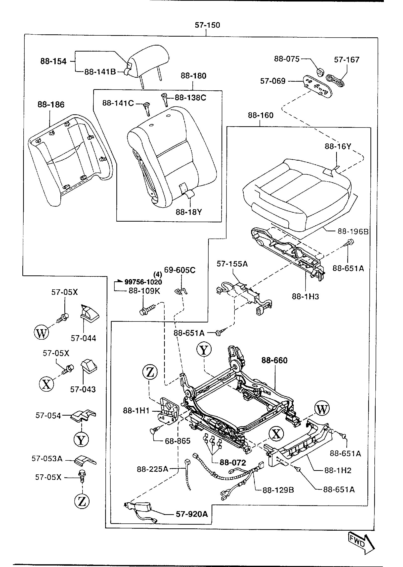 Diagram FRONT SEATS for your Mazda